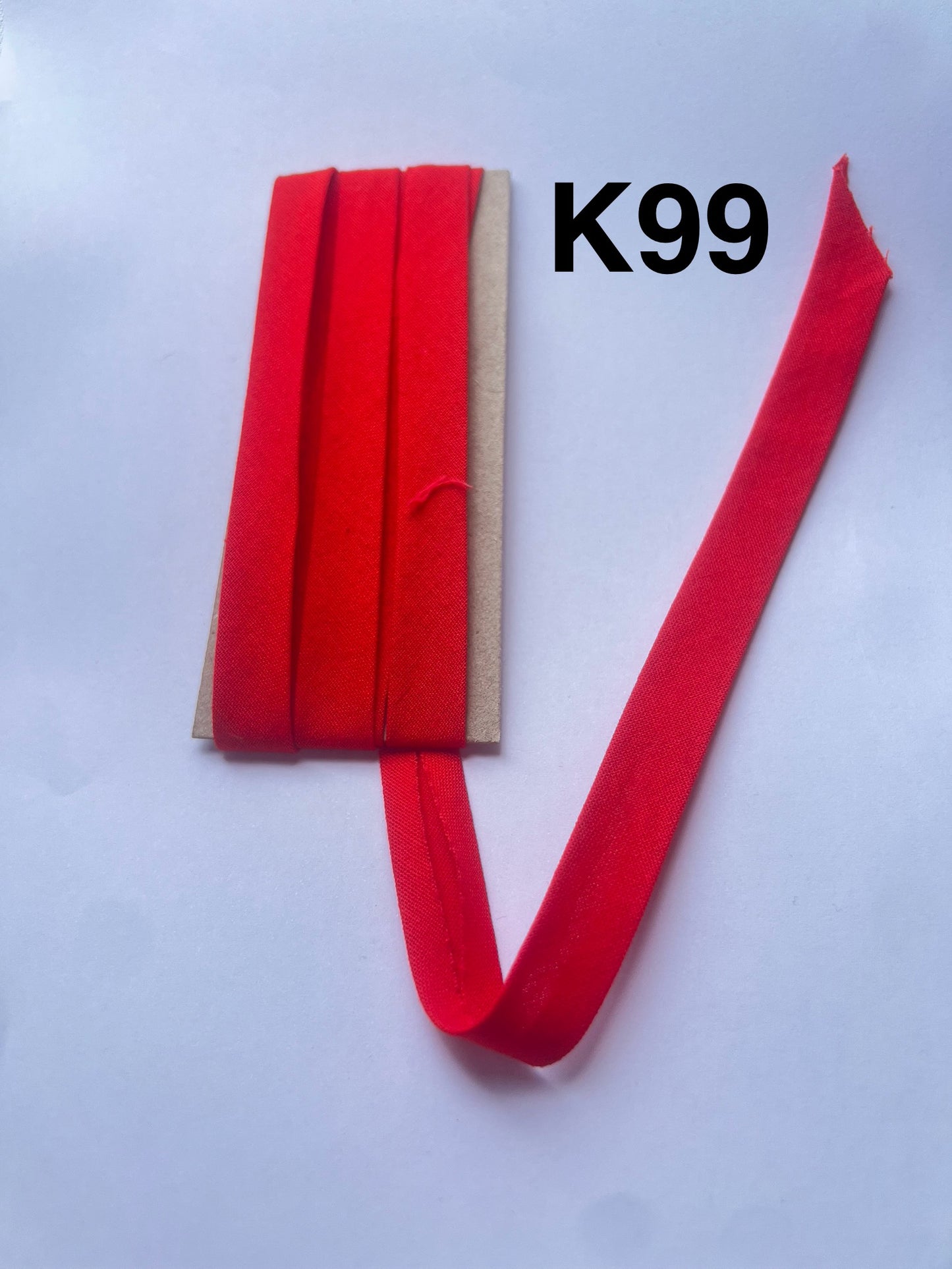 Bias Binding (tape) 12mm, single fold. rich red, Christmas red, red. Fusible iron on available. 100% Cotton