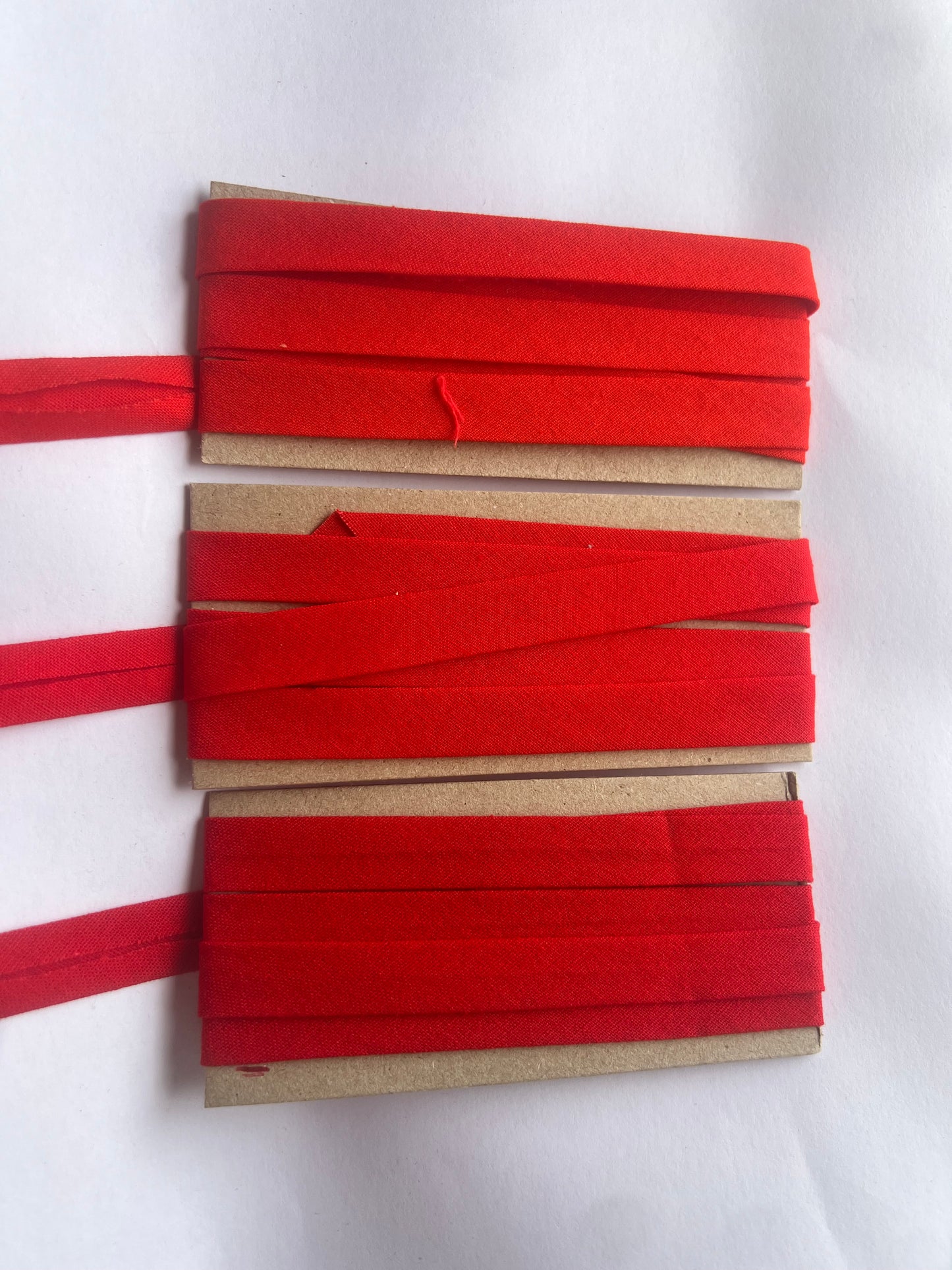 Bias Binding (tape) 12mm, single fold. rich red, Christmas red, red. Fusible iron on available. 100% Cotton