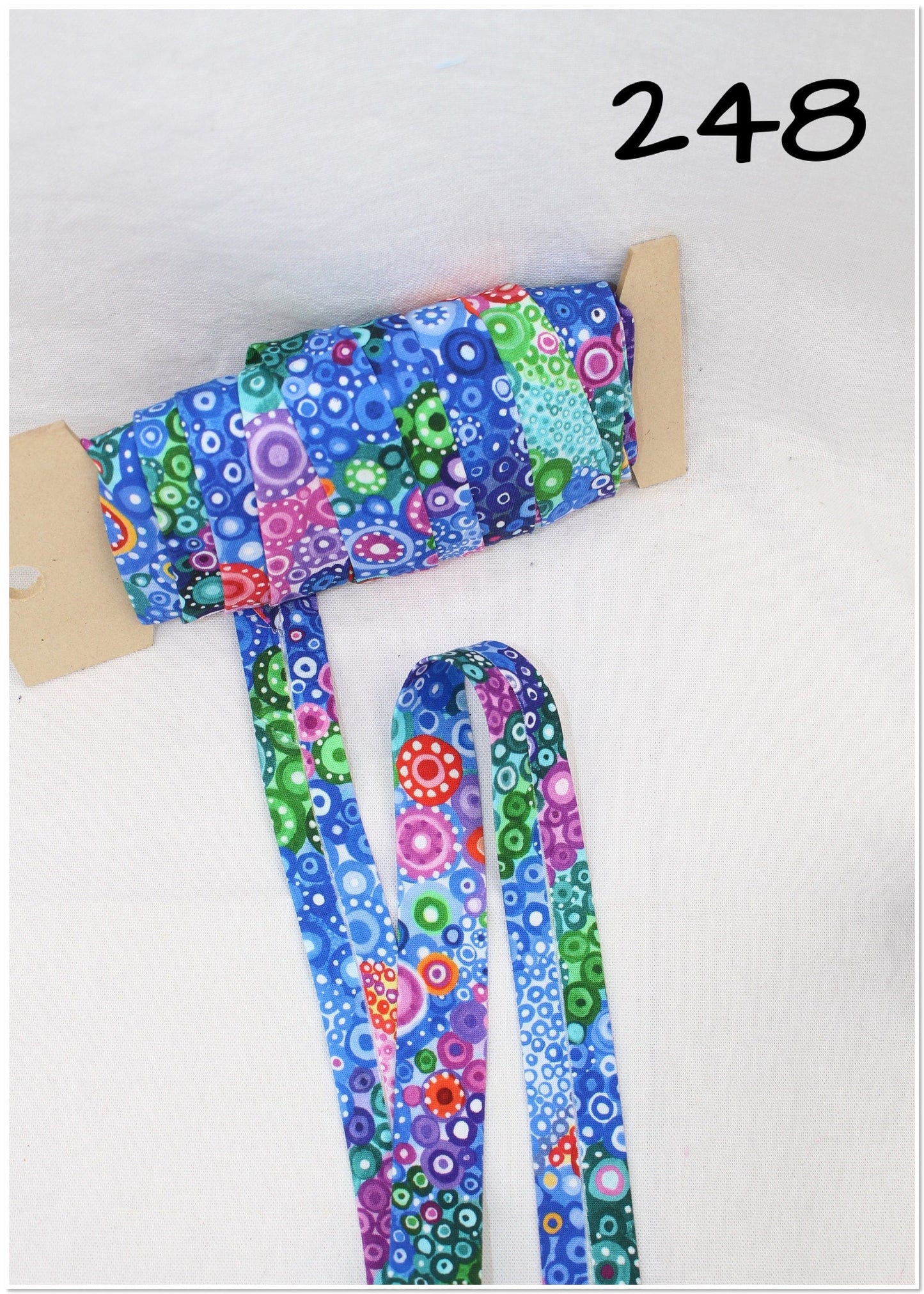 Bias Binding (Tape) 25mm, Cotton, Single Fold, colourful patterns. Fusible iron on available.