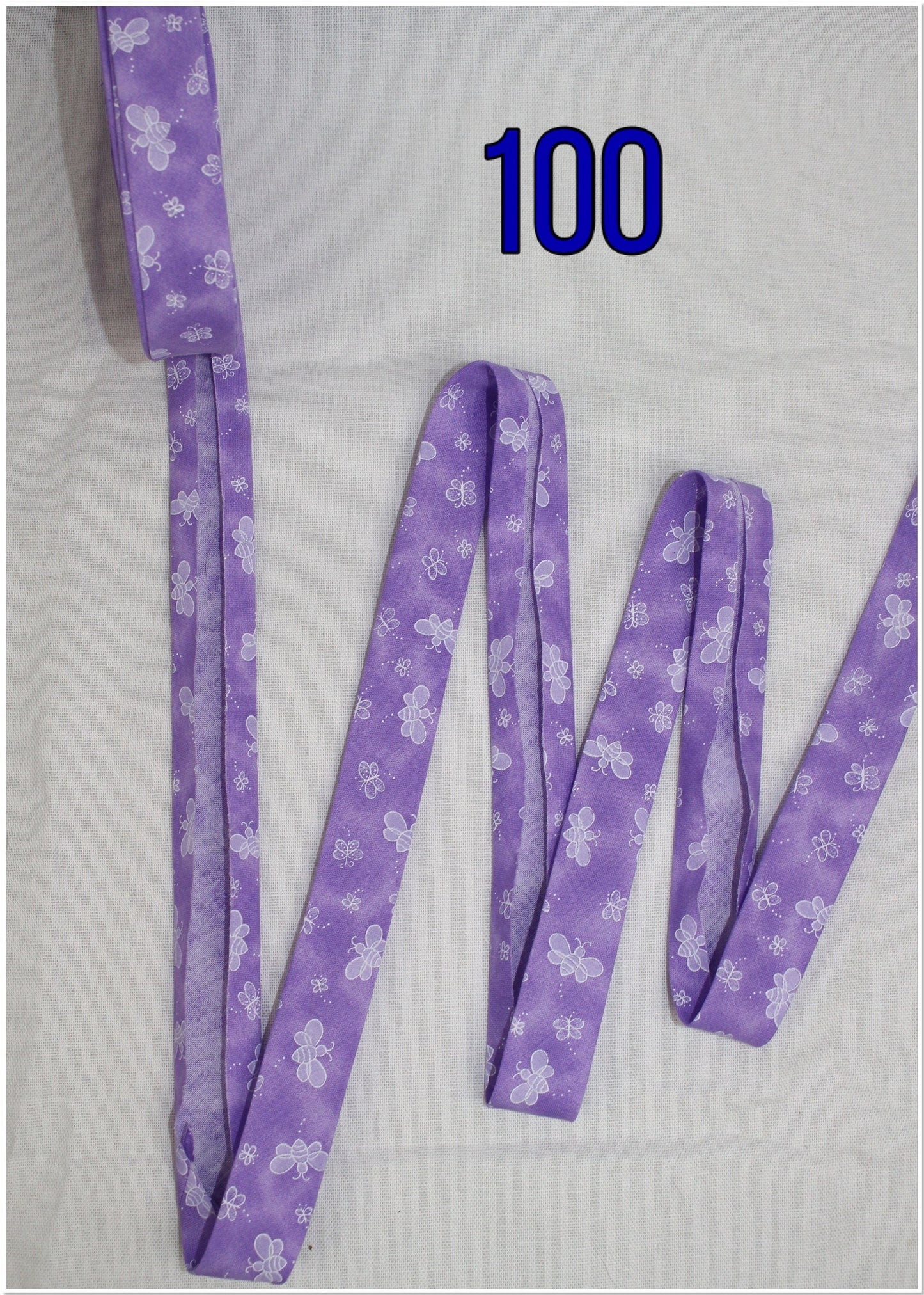 Bias Binding (Tape) 25mm, Cotton, Single Fold, pink, purple, blue, grey bees. Fusible iron on available.