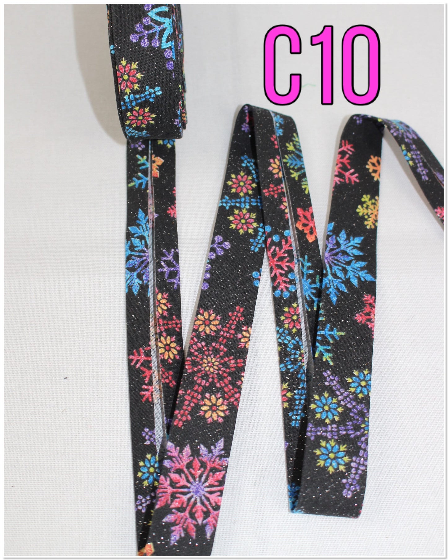 Christmas bias tape binding/(fusible iron on available)/single fold 1 inch wide (1m) - baubles/bones/Christmas lights/