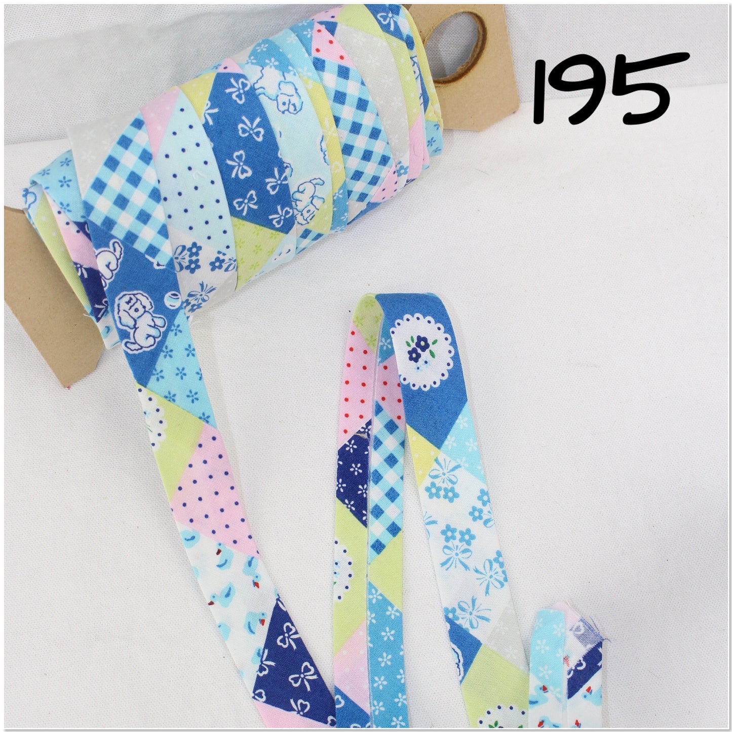 Bias Binding (Tape) 25mm, Cotton, Single Fold, patterned. Fusible iron on available.