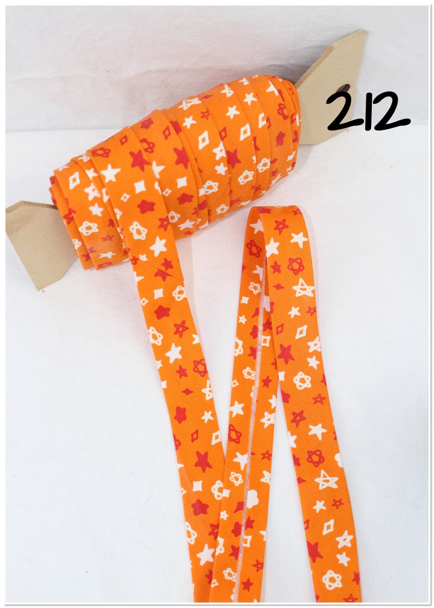 Bias Binding (Tape) 25mm, Cotton, Single Fold, orange, red, patterned. Fusible iron on available.