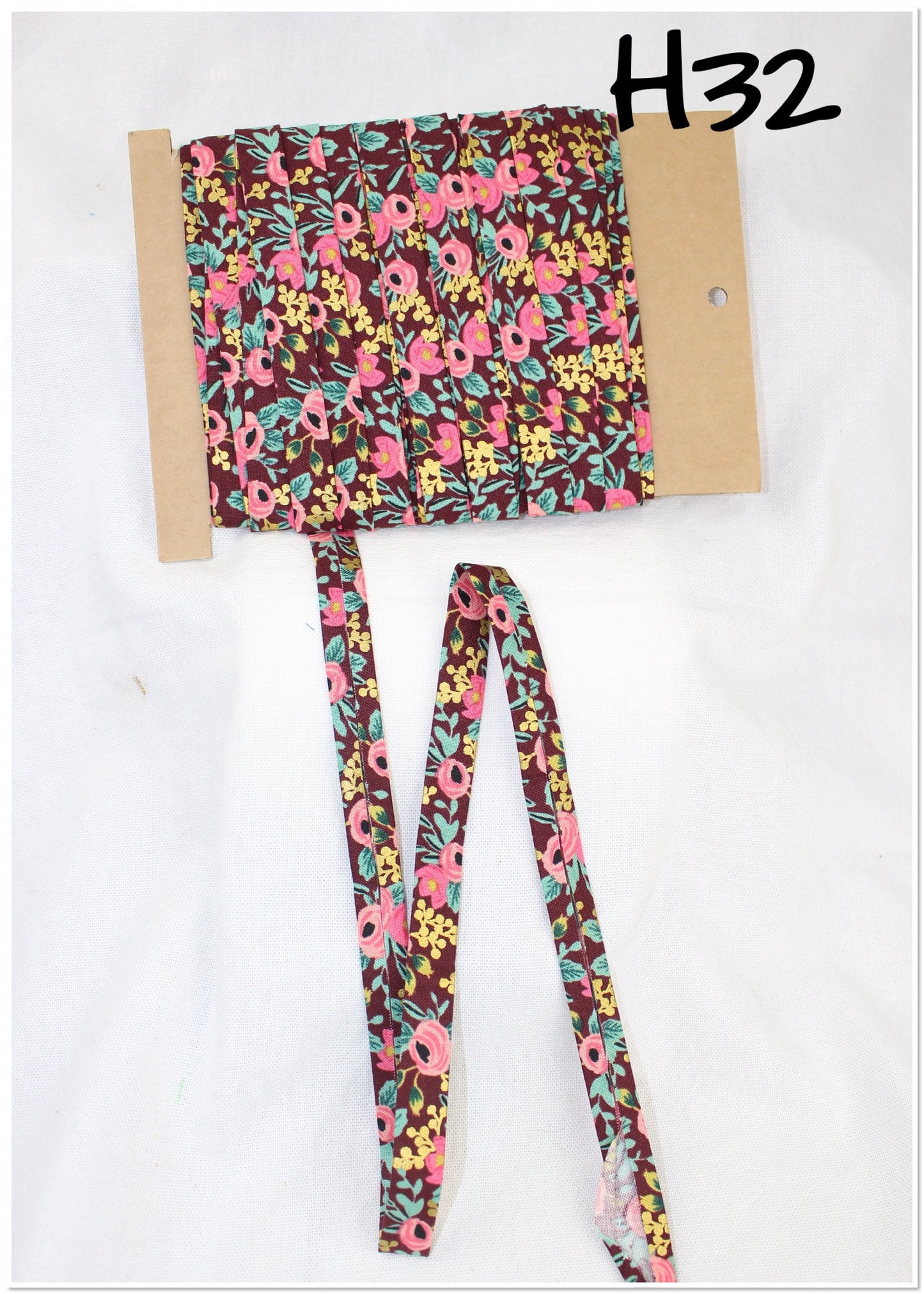 Bias Binding (Tape) 12mm, Cotton, Single Fold, floral. Fusible iron on available.