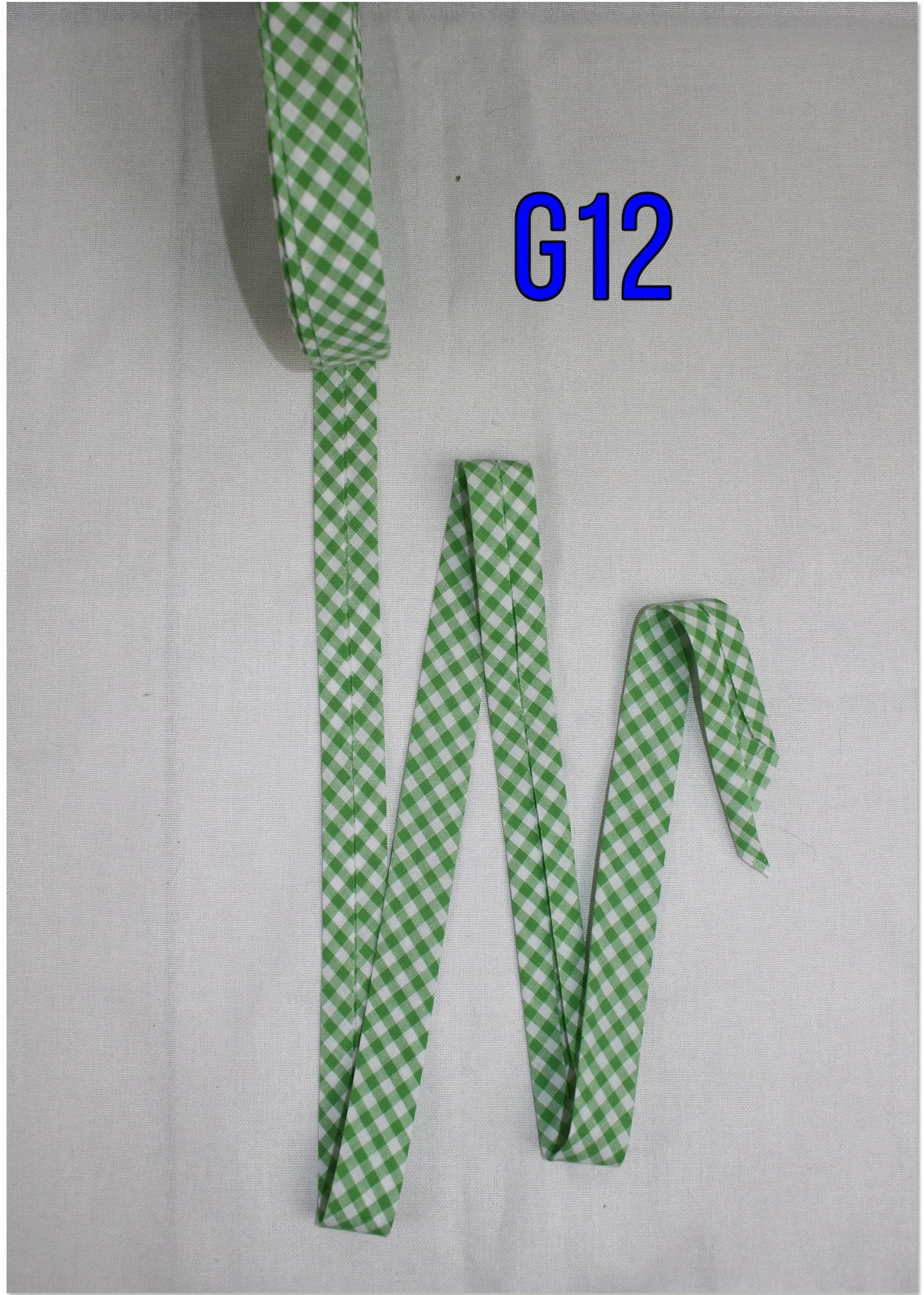 Bias Binding (tape) 25mm or 12mm single fold, yellow, blue, green, pink, black, purple, red, navy, brown GINGHAM. Fusible iron on available.