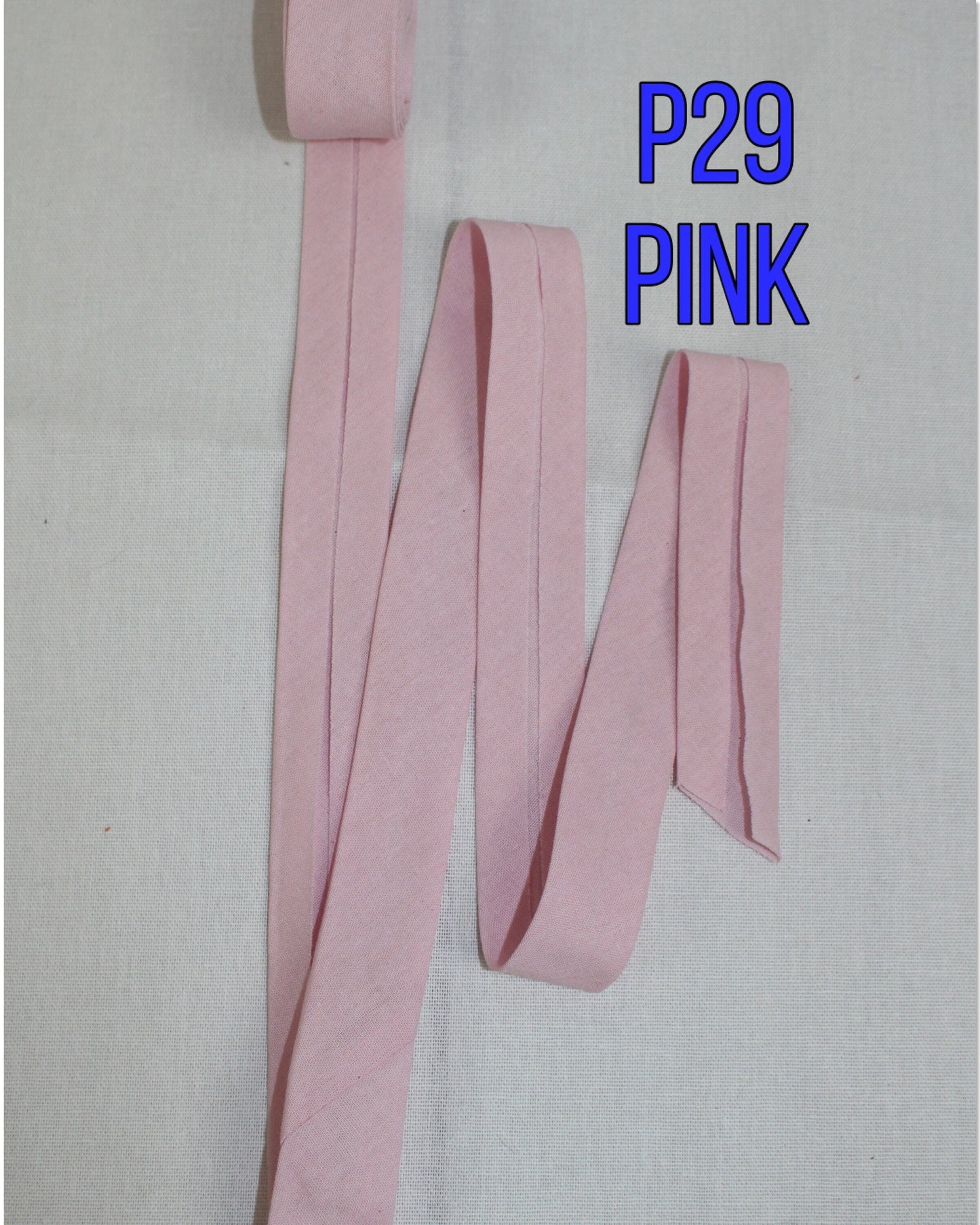 Bias Binding (tape) 25mm or 12mm, single fold, 100% Cotton. pink, baby pink, musk. Fusible iron on available.