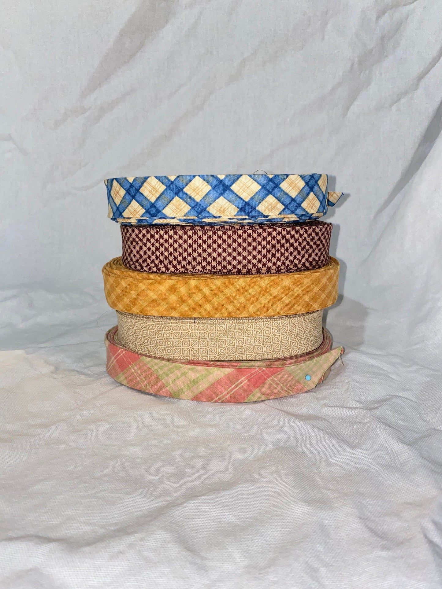 Bias Binding (Tape) 25mm, Cotton, Single Fold, Gingham, plaid, checkers. Fusible iron on available.