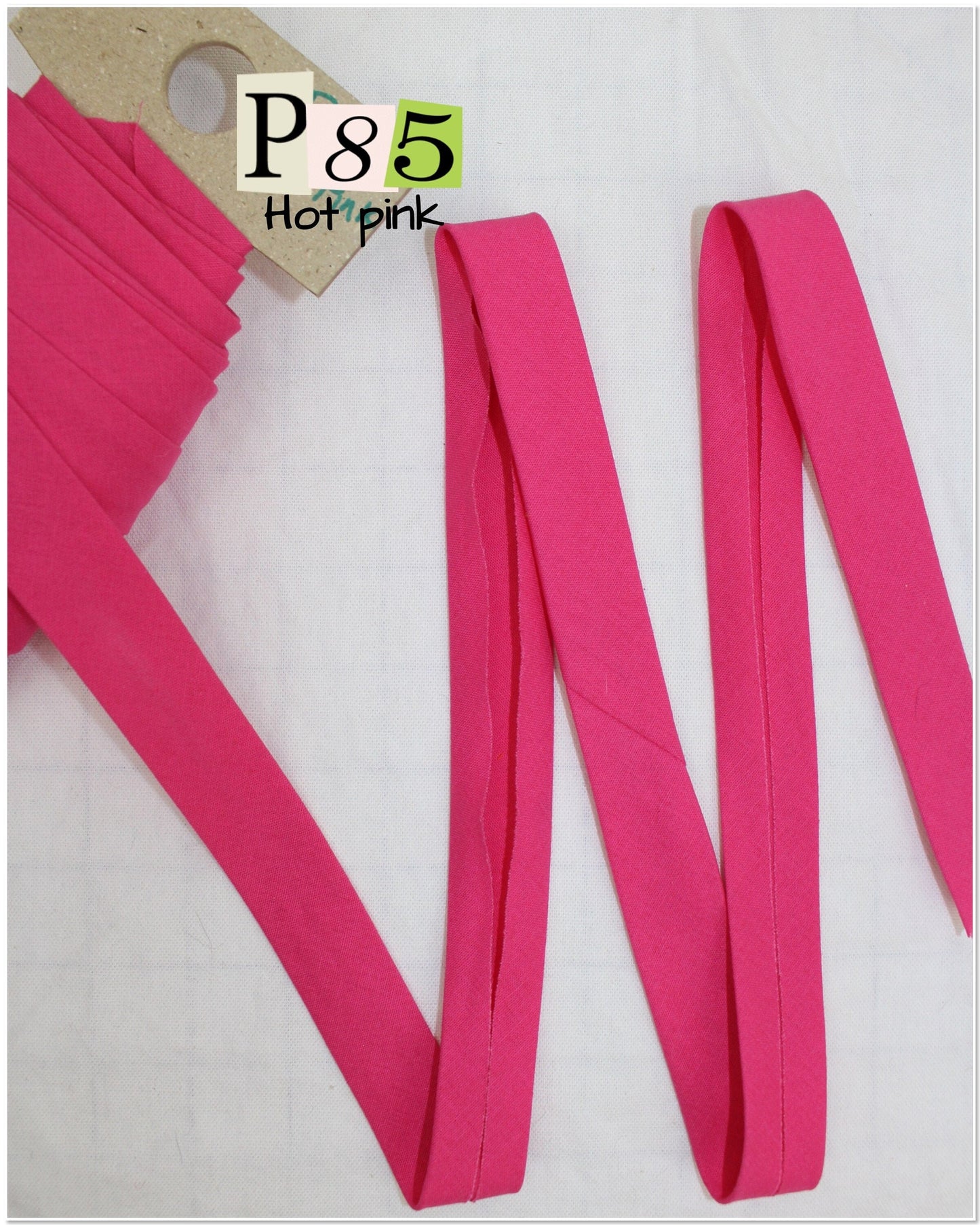Bias Binding (tape) 25mm or 12mm, single fold, 100% Cotton. pink, lipstick, candy, hot pink cerise. Fusible iron on available.