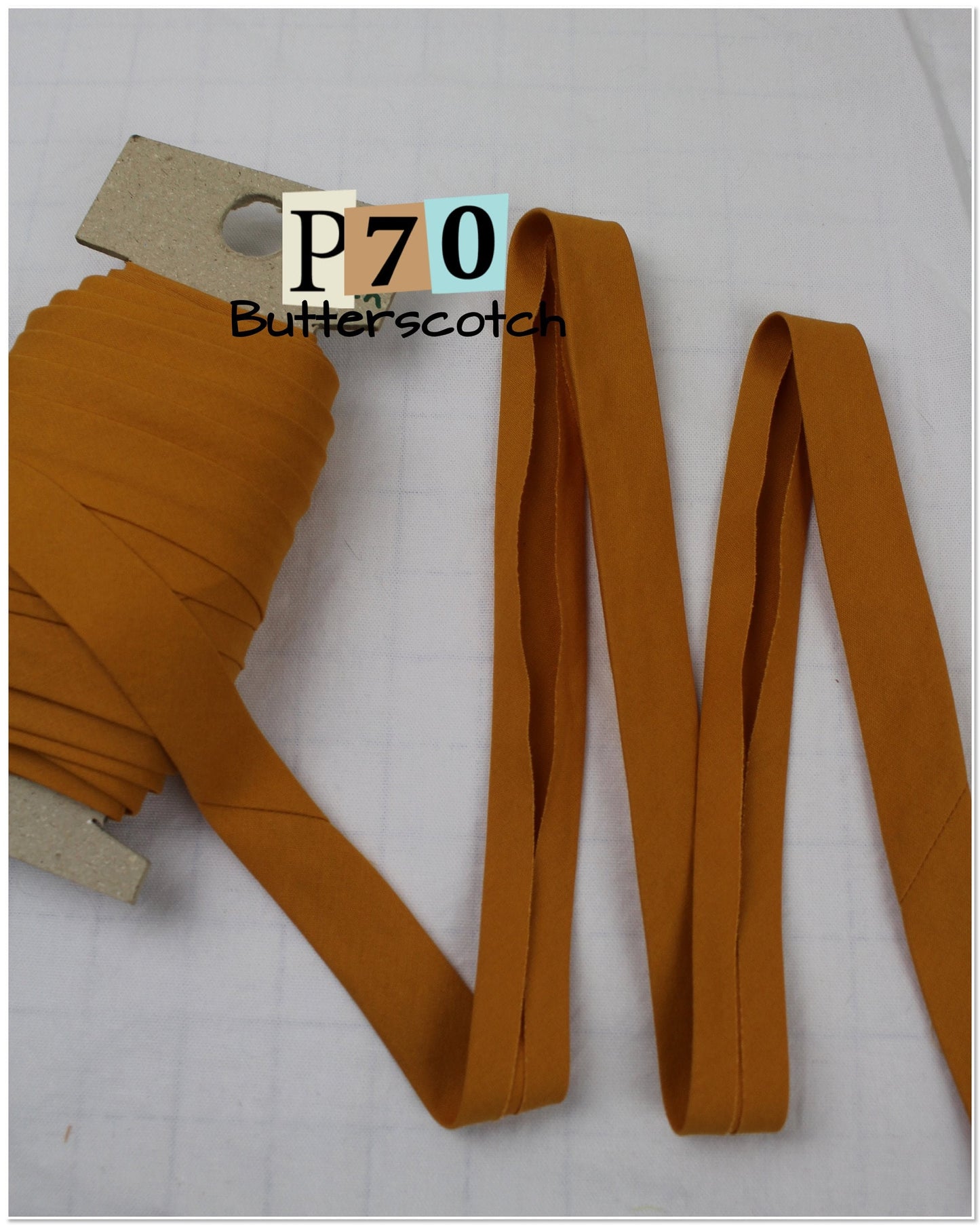 Bias Binding (tape) 25mm or 12mm, single fold, 100% Cotton. yellow, mustard, butterscotch, lemon, citrus. Fusible iron on available.