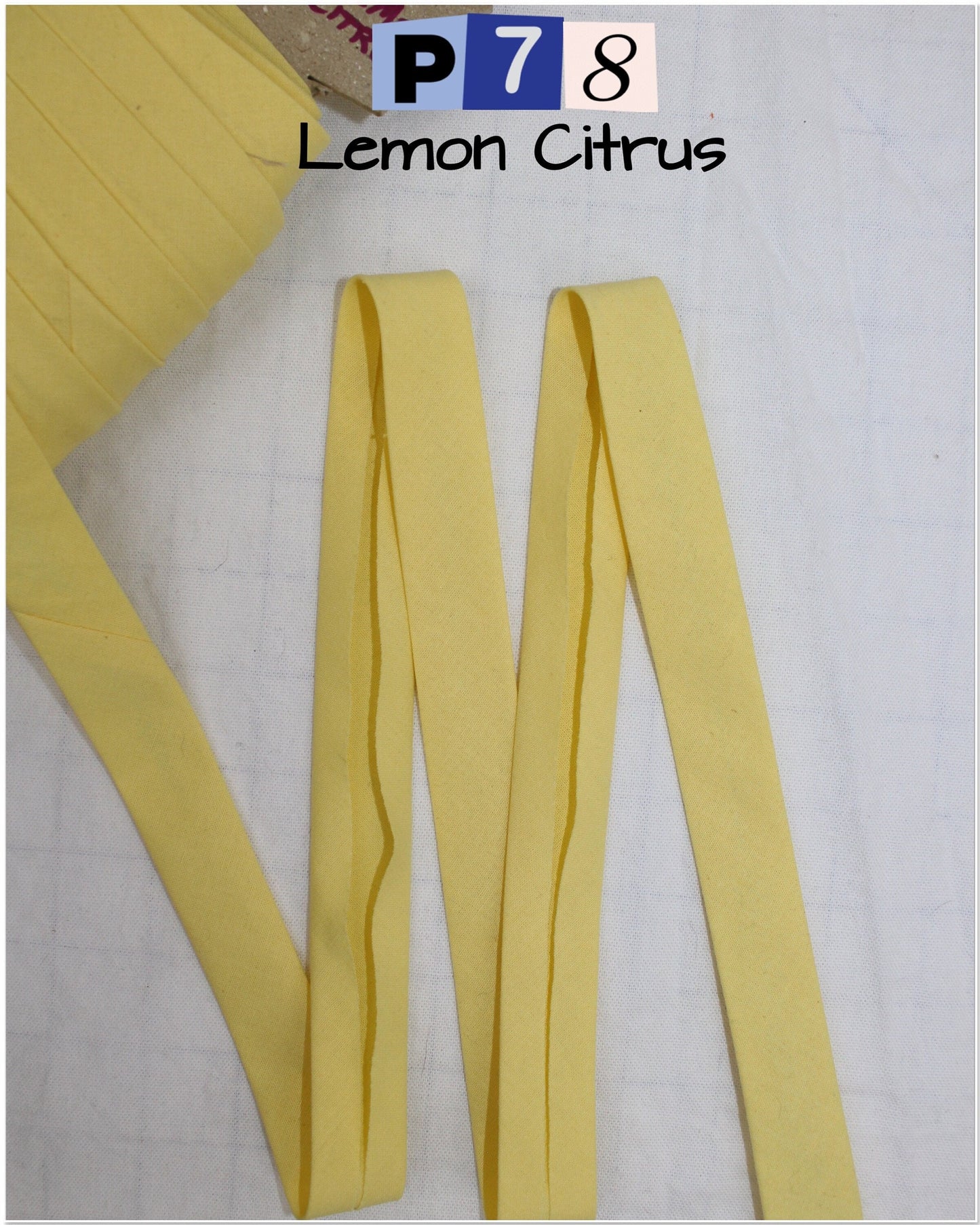 Bias Binding (tape) 25mm or 12mm, single fold, 100% Cotton. yellow, mustard, butterscotch, lemon, citrus. Fusible iron on available.