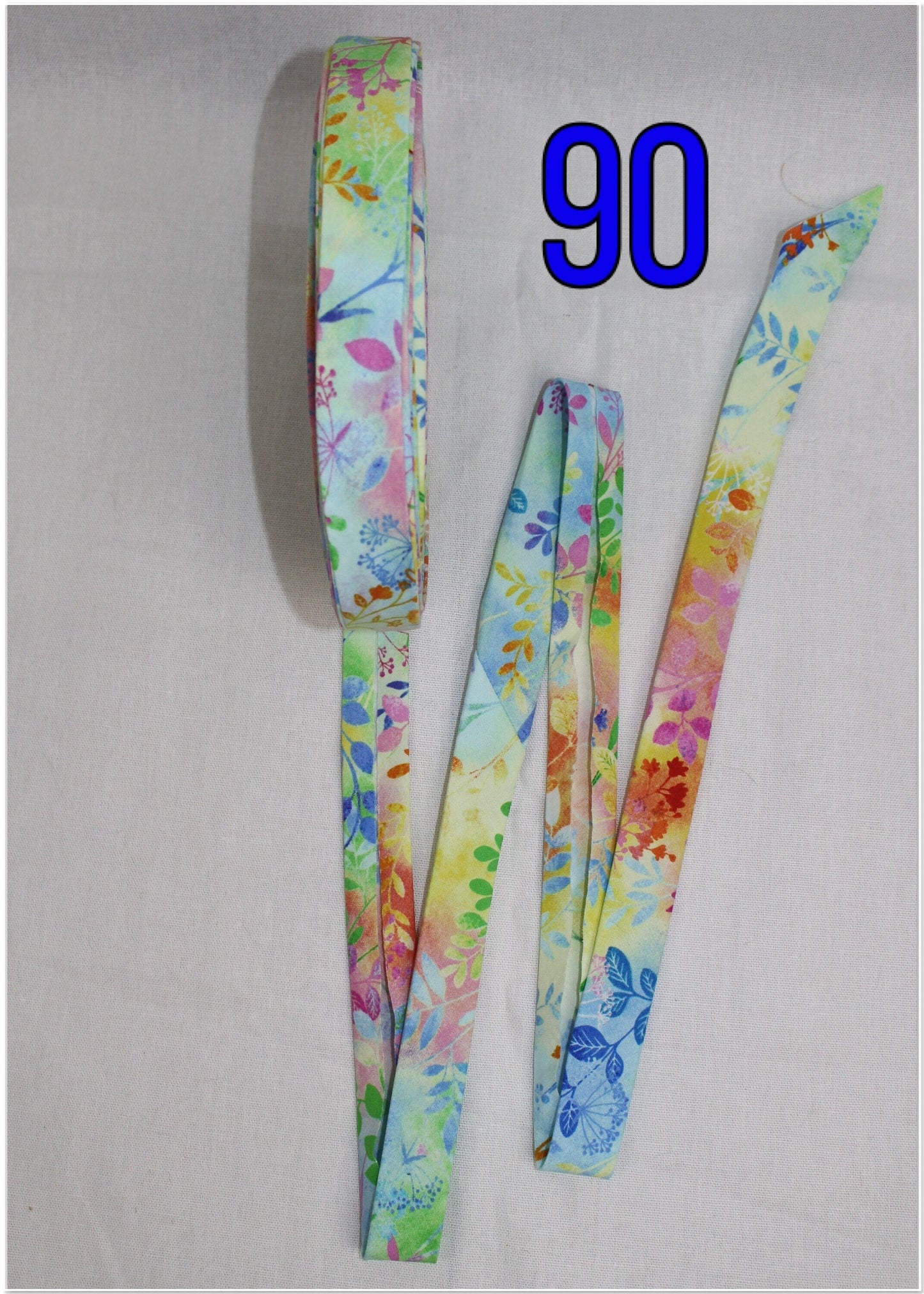 Bias Binding (Tape) 25mm, Cotton, Single Fold. Fusible iron on available. watercolour, rainbow, colourful, swirls.