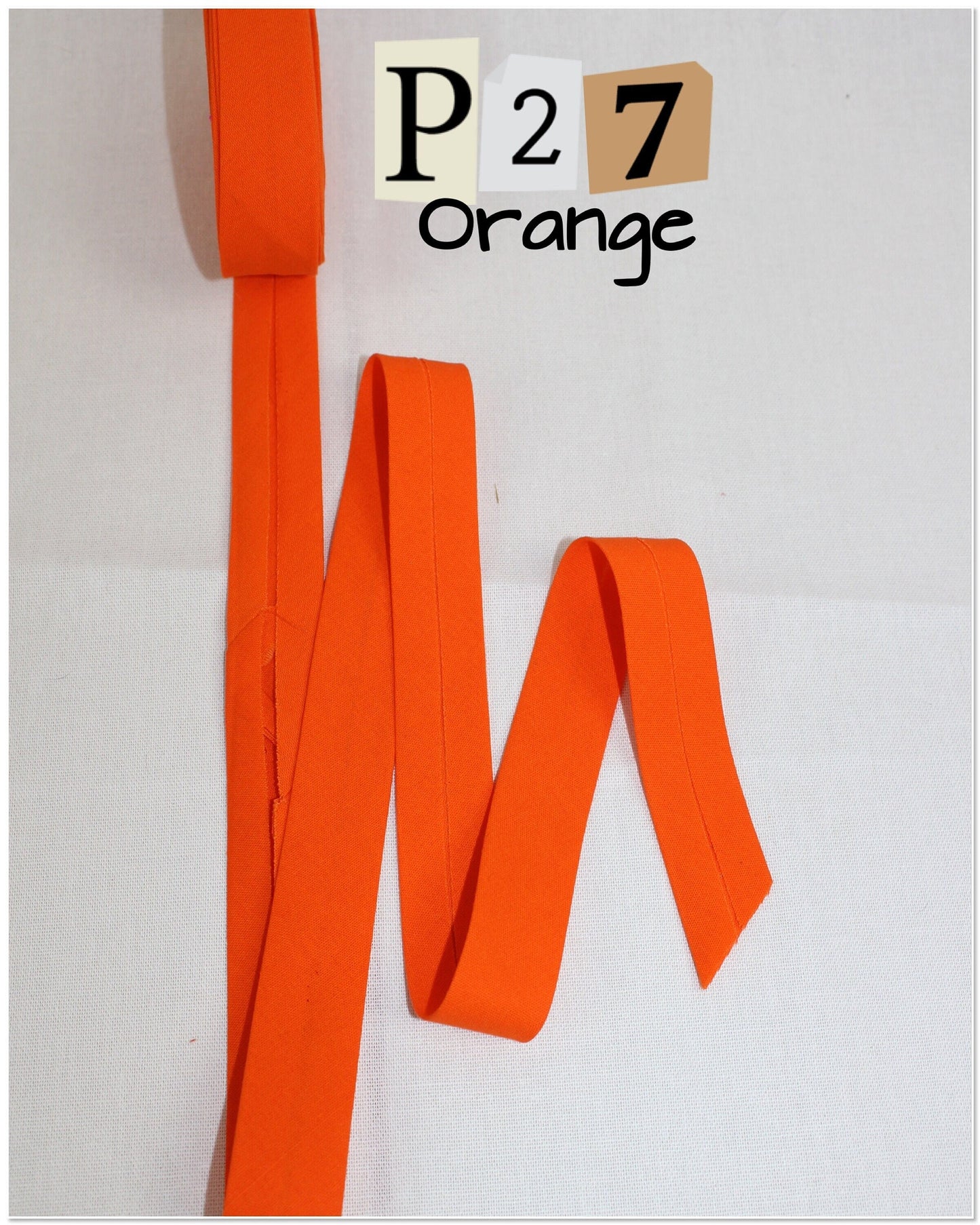 Bias Binding (tape) 25mm or 12mm, single fold, 100% Cotton. coral, orange, pumpkin, sienna. Fusible iron on available.