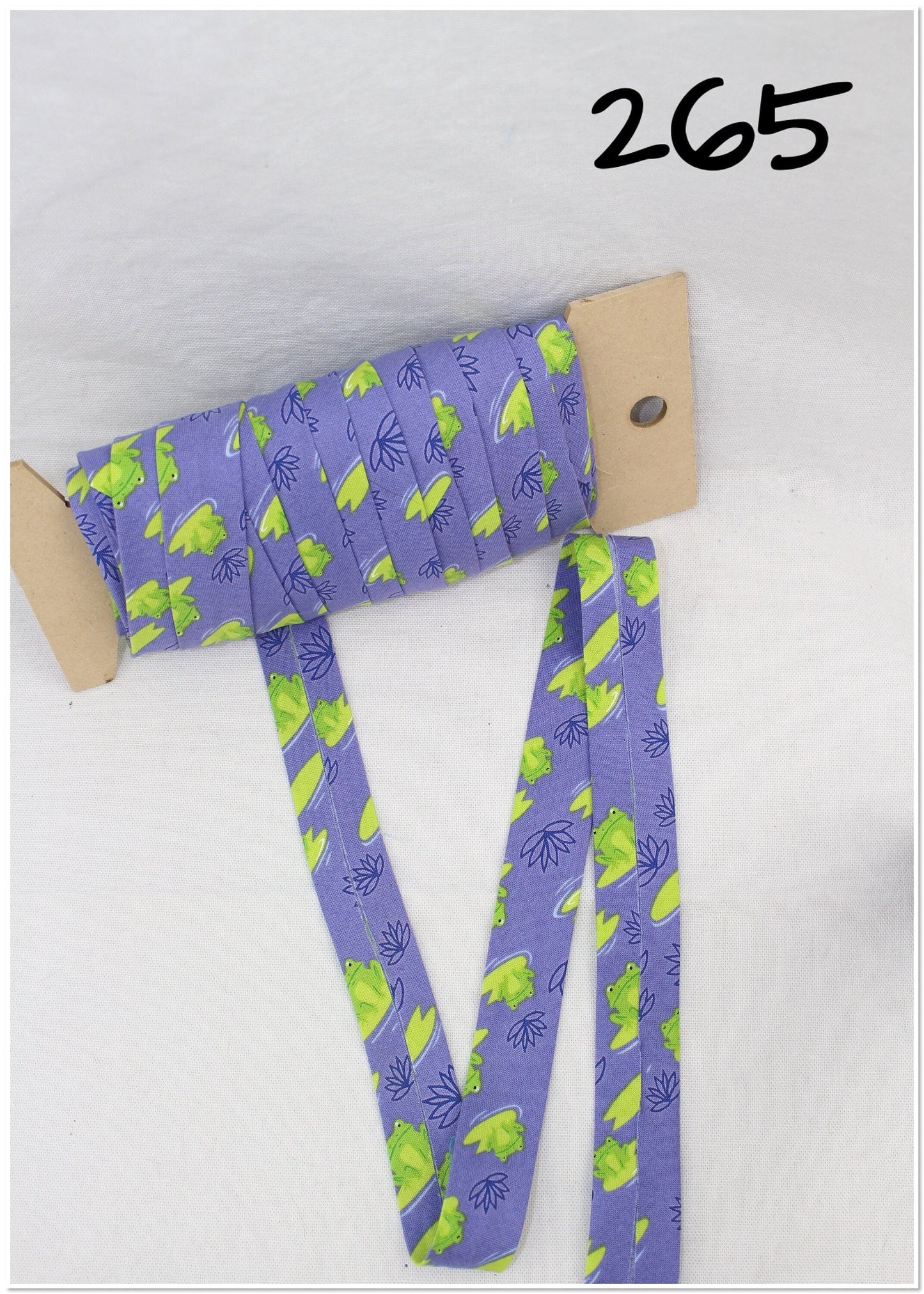 Bias Binding (Tape) 25mm, Cotton, Single Fold, pigs, frogs. Fusible iron on available.
