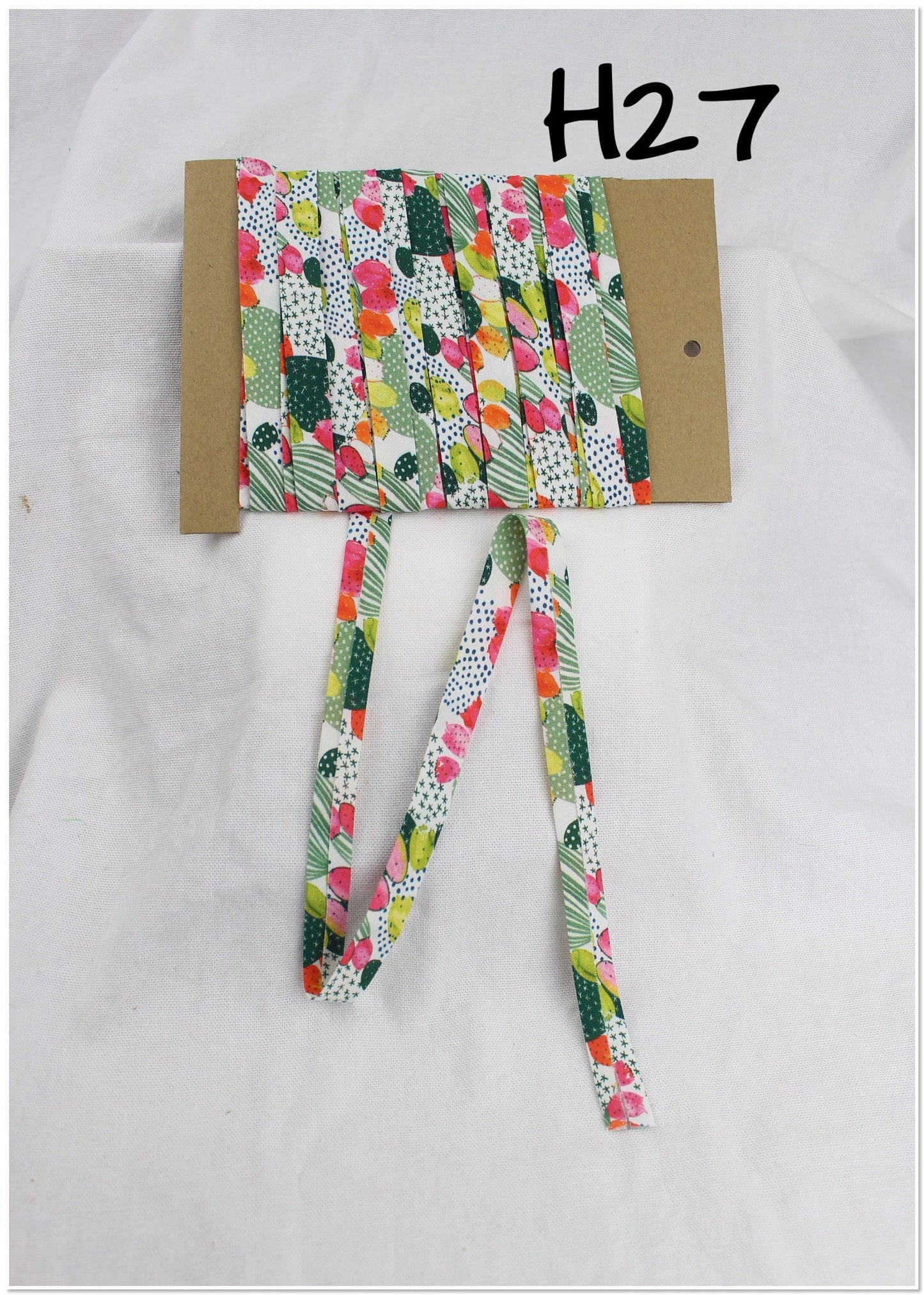 Bias Binding (Tape) 12mm, Cotton, Single Fold, cactus, prickles. Fusible iron on available.