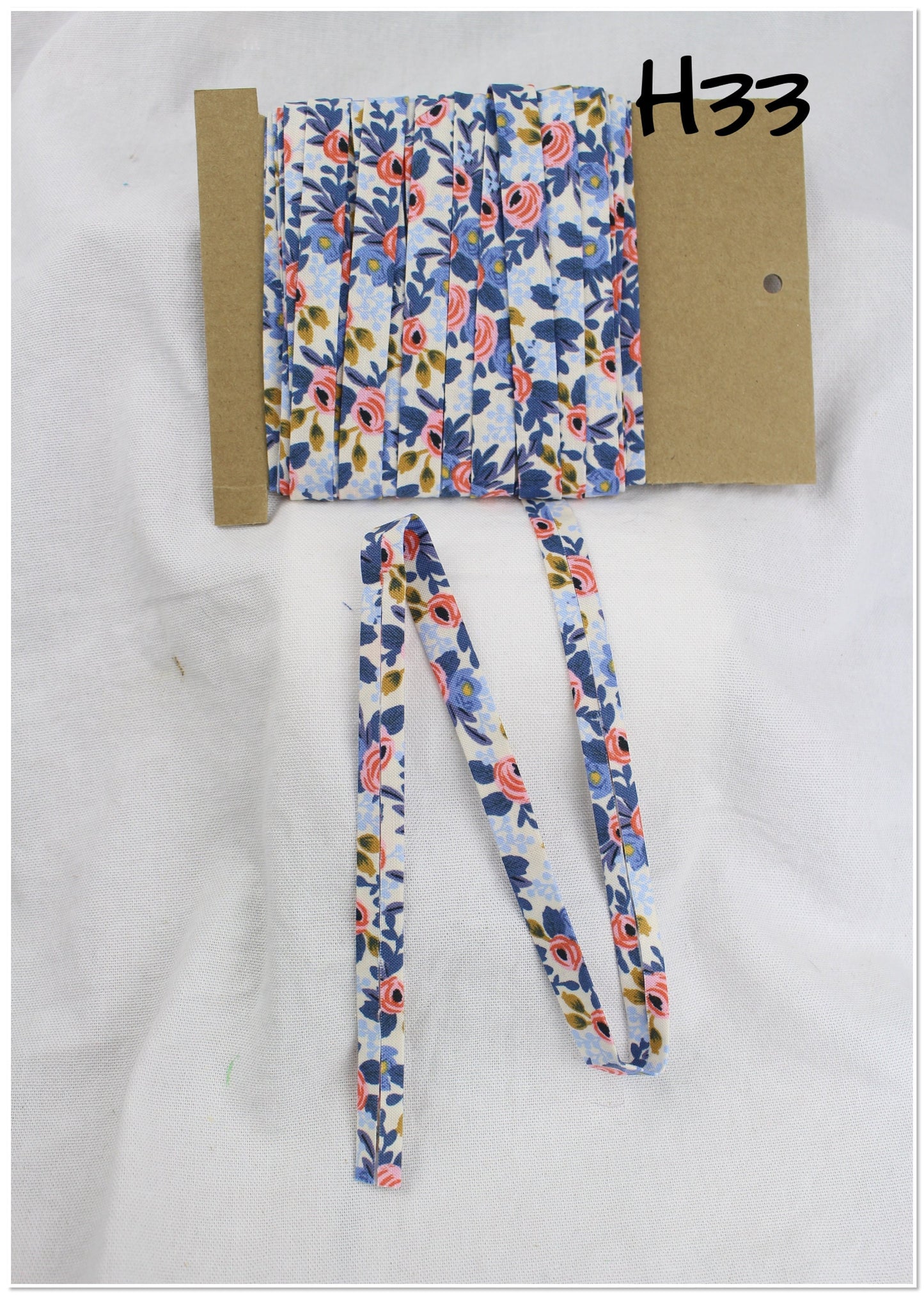 Bias Binding (Tape) 12mm, Cotton, Single Fold, floral. Fusible iron on available.