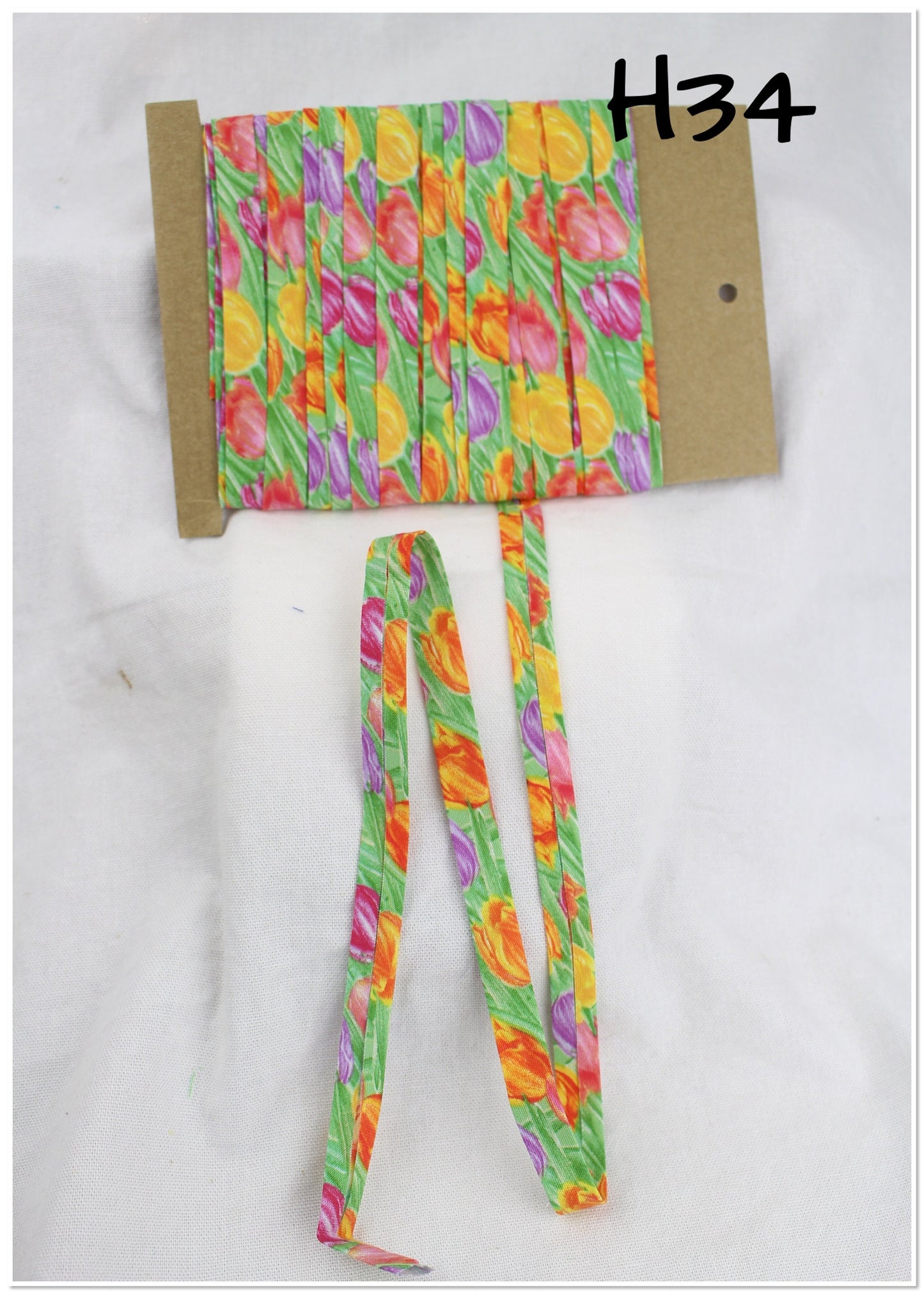 Bias Binding (Tape) 12mm, Cotton, Single Fold, flowers, floral. Fusible iron on available.