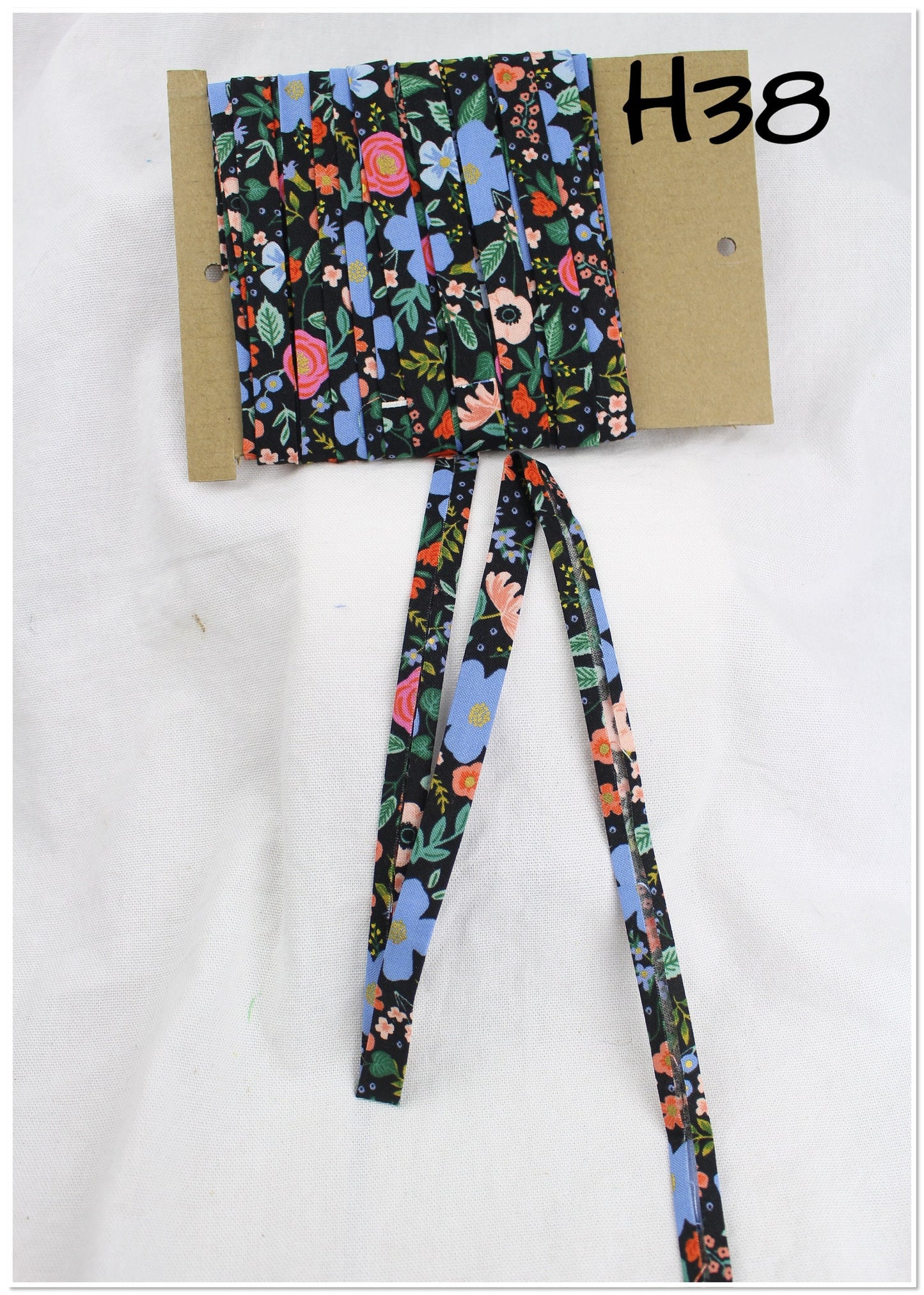 Bias Binding (Tape) 12mm, Cotton, Single Fold, floral. Fusible iron on available.