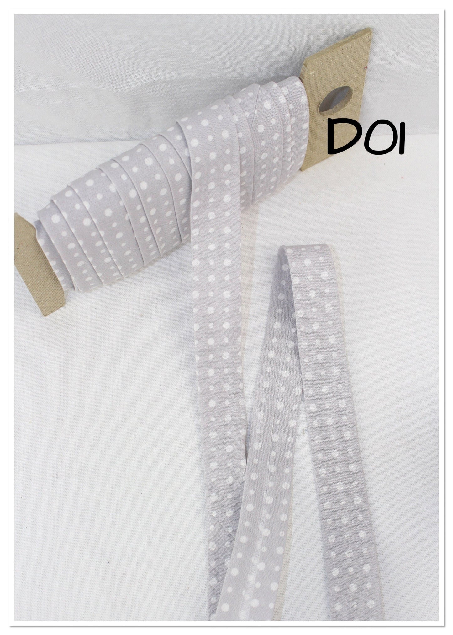 Bias Binding (Tape) 25mm, Cotton, Single Fold, white dots. Fusible iron on available.