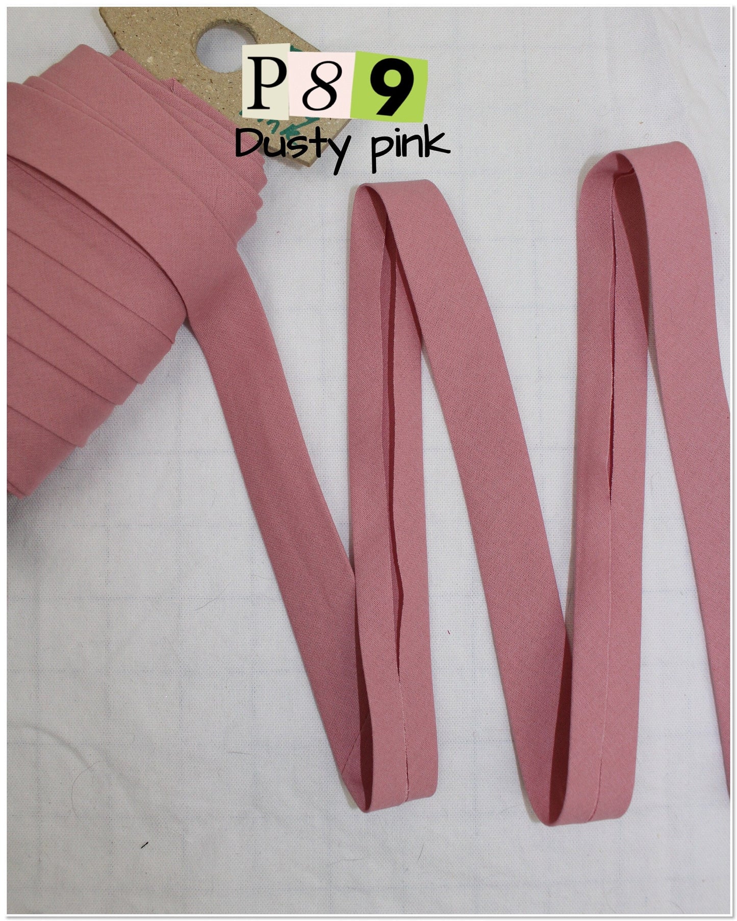 Bias Binding (tape) 25mm or 12mm, single fold, 100% Cotton. pink, baby pink, musk. Fusible iron on available.