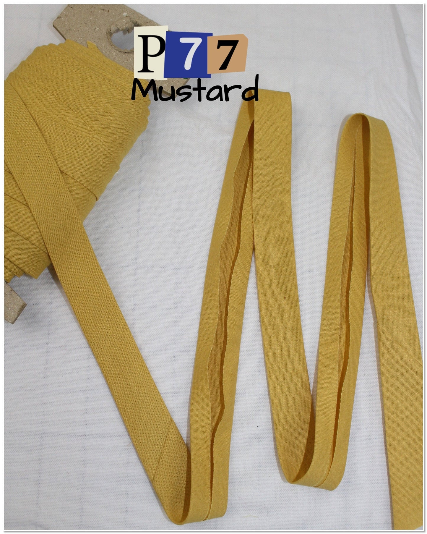 Bias Binding (tape) 25mm or 12mm, single fold, 100% Cotton. yellow, mustard, butterscotch, lemon, citrus. Fusible iron on available.