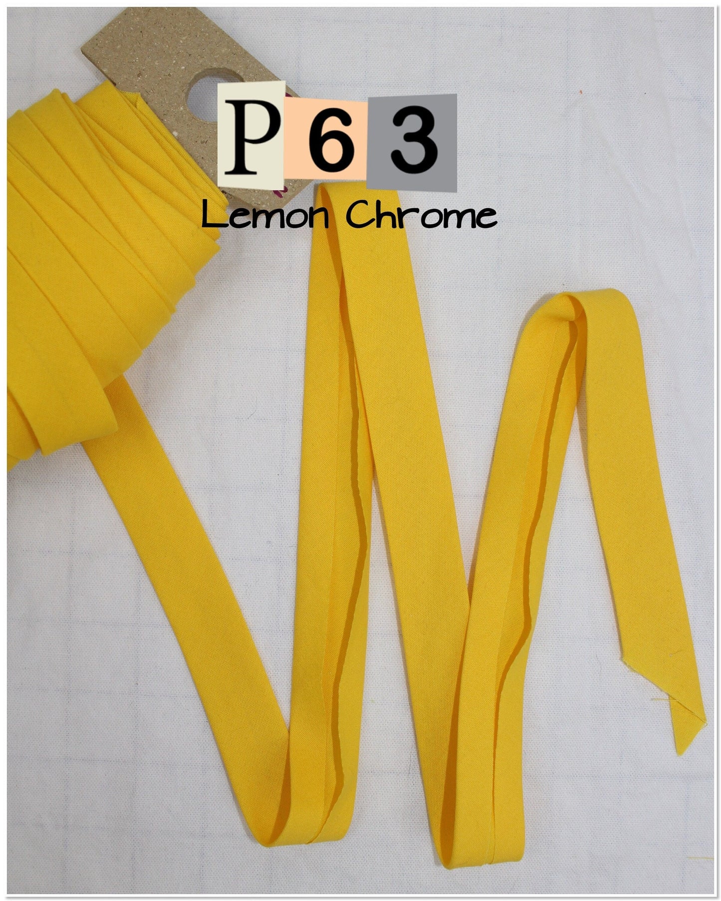 Bias Binding (tape) 25mm or 12mm, single fold, 100% Cotton. yellow, mustard, butterscotch, lemon, citrus. Fusible iron on available.