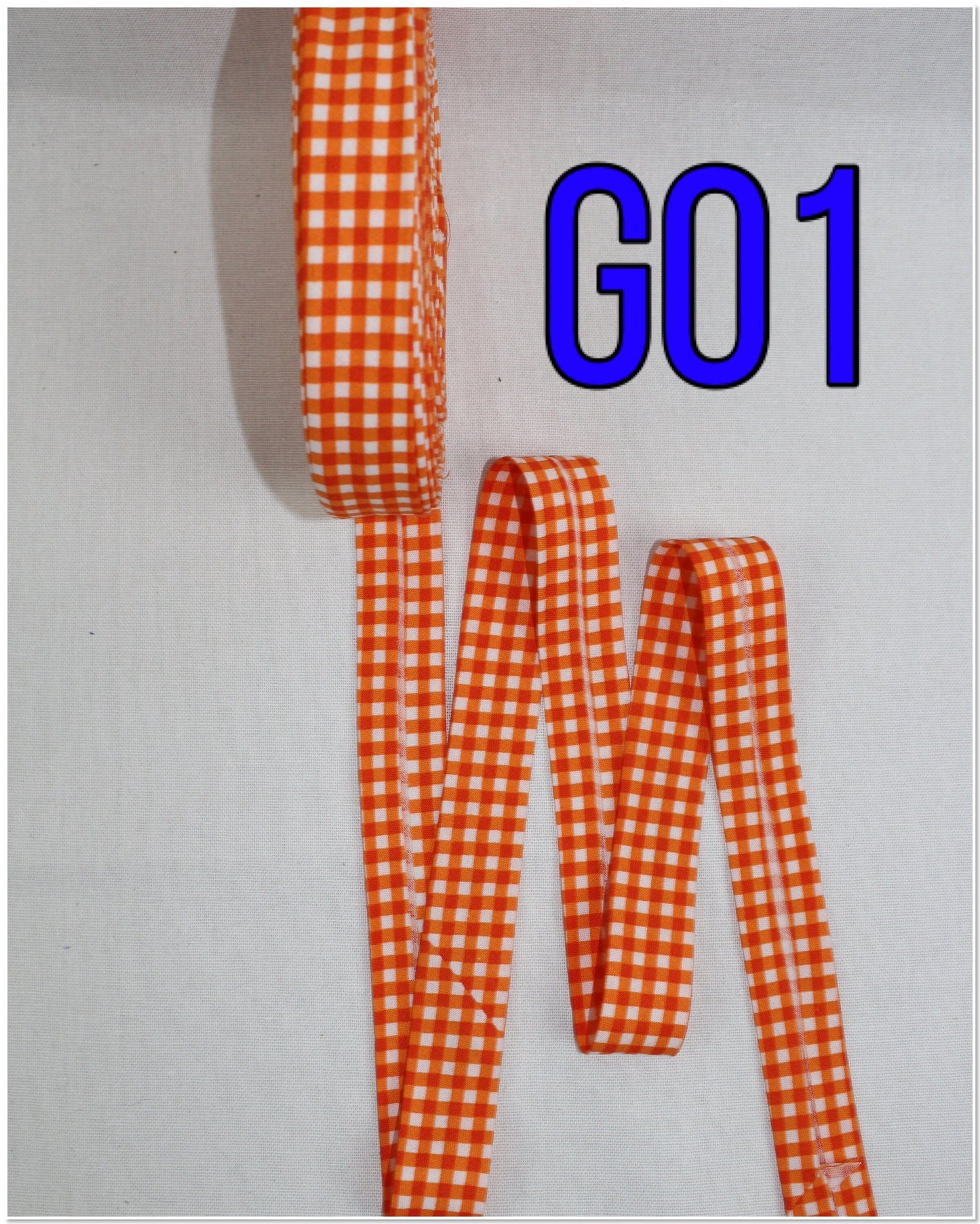 Gingham Bias Binding (tape) 25mm or 12mm, single fold, 100% Cotton. pink, yellow, blue, purple, orange, black. Fusible iron on available.