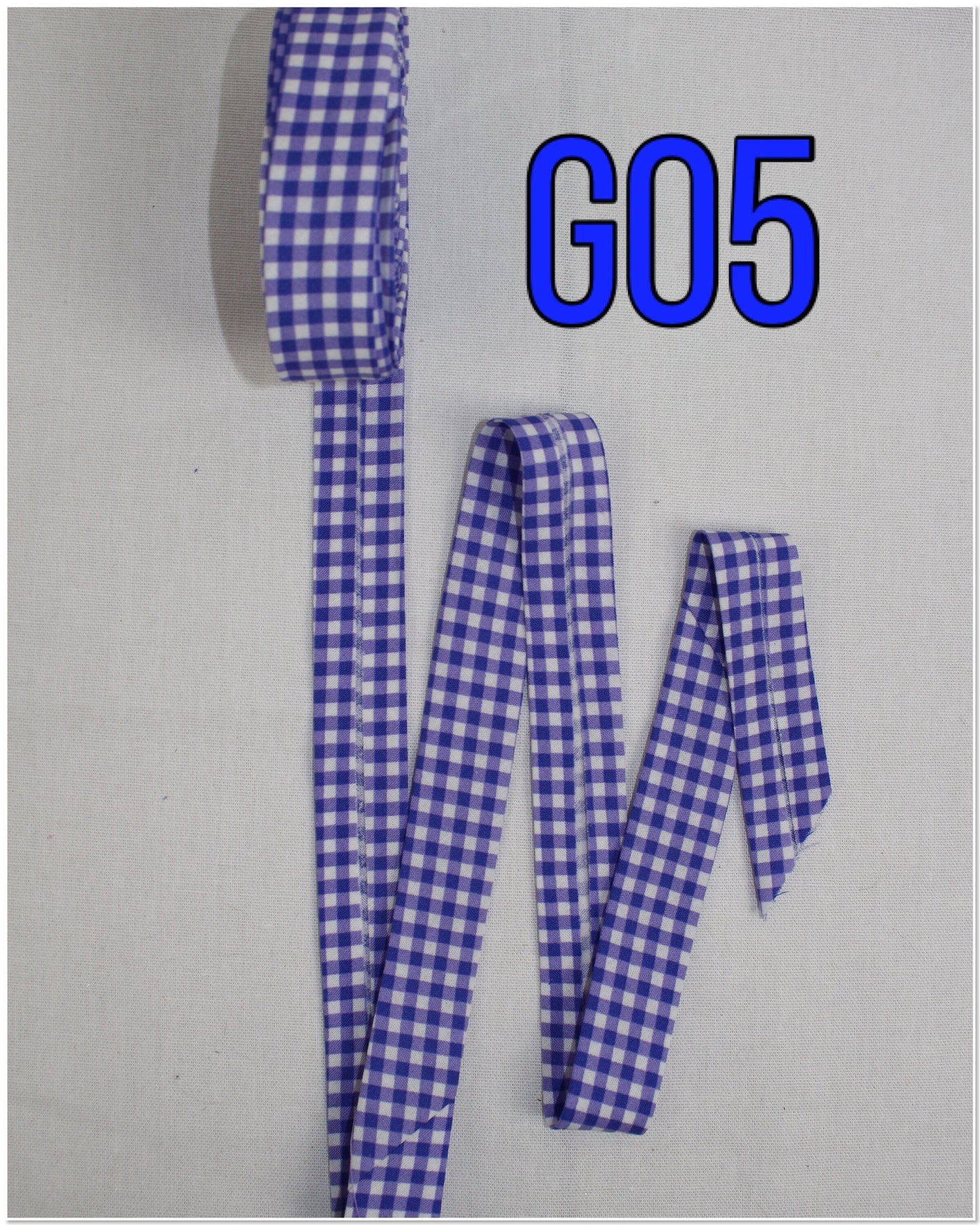 Gingham Bias Binding (tape) 25mm or 12mm, single fold, 100% Cotton. pink, yellow, blue, purple, orange, black. Fusible iron on available.