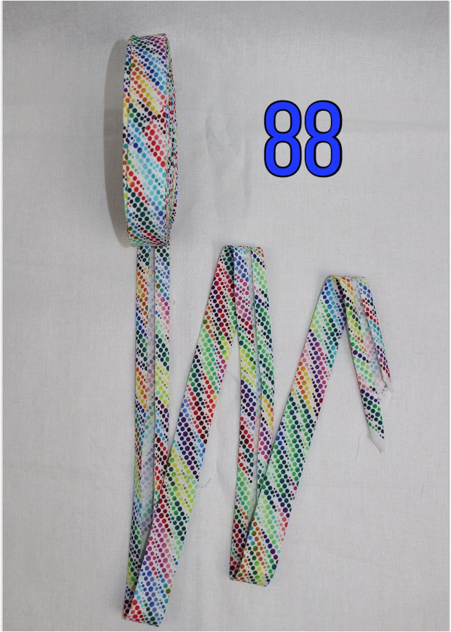Bias Binding (Tape) 25mm, Cotton, Single Fold. Fusible iron on available. watercolour, rainbow, colourful, swirls.
