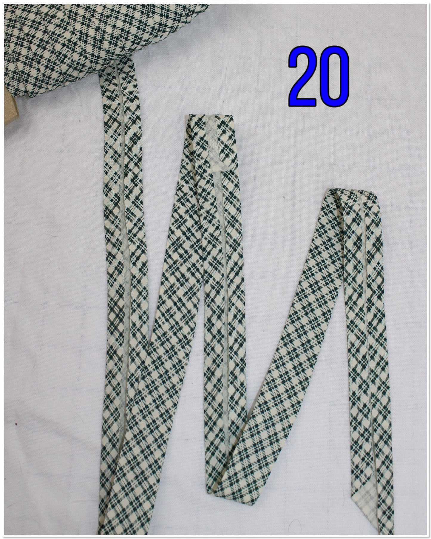 Bias Binding (Tape) 25mm, Cotton, Single Fold, plaid. Fusible iron on available.