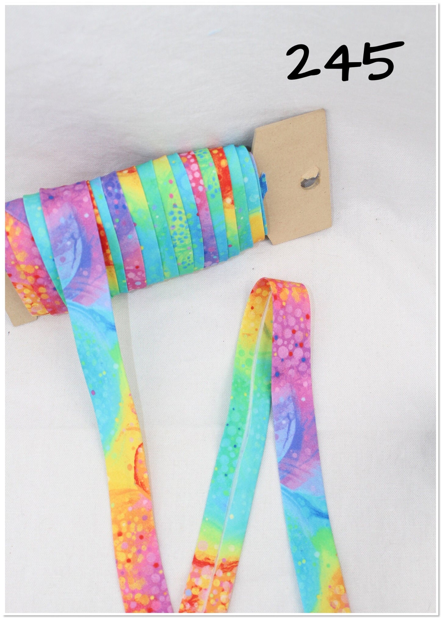 Bias Binding (Tape) 25mm, Cotton, Single Fold, colourful patterns. Fusible iron on available.