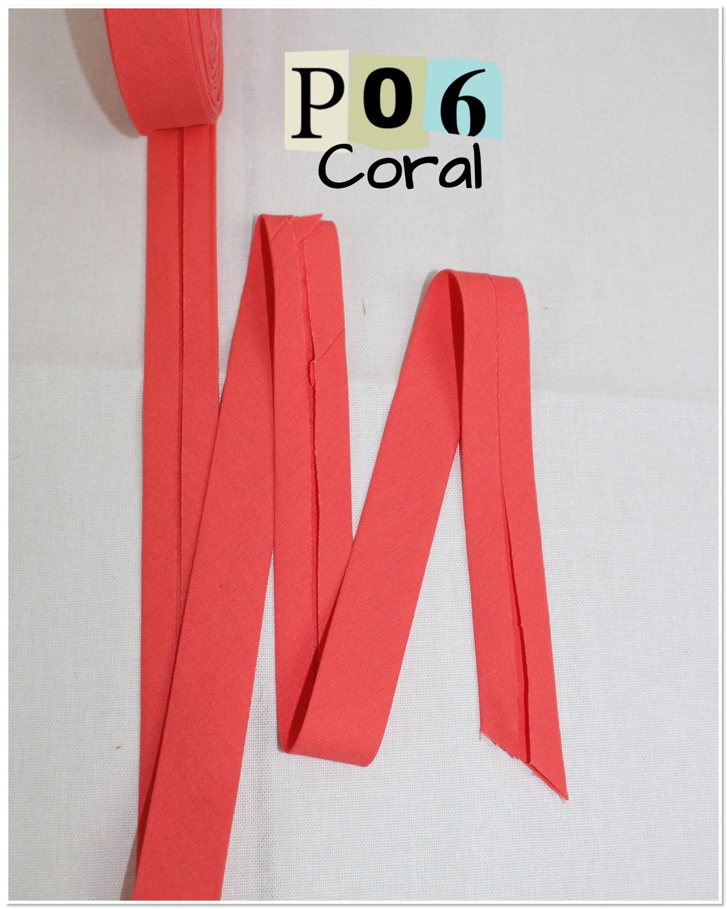 Bias Binding (tape) 25mm or 12mm, single fold, 100% Cotton. coral, orange, pumpkin, sienna. Fusible iron on available.