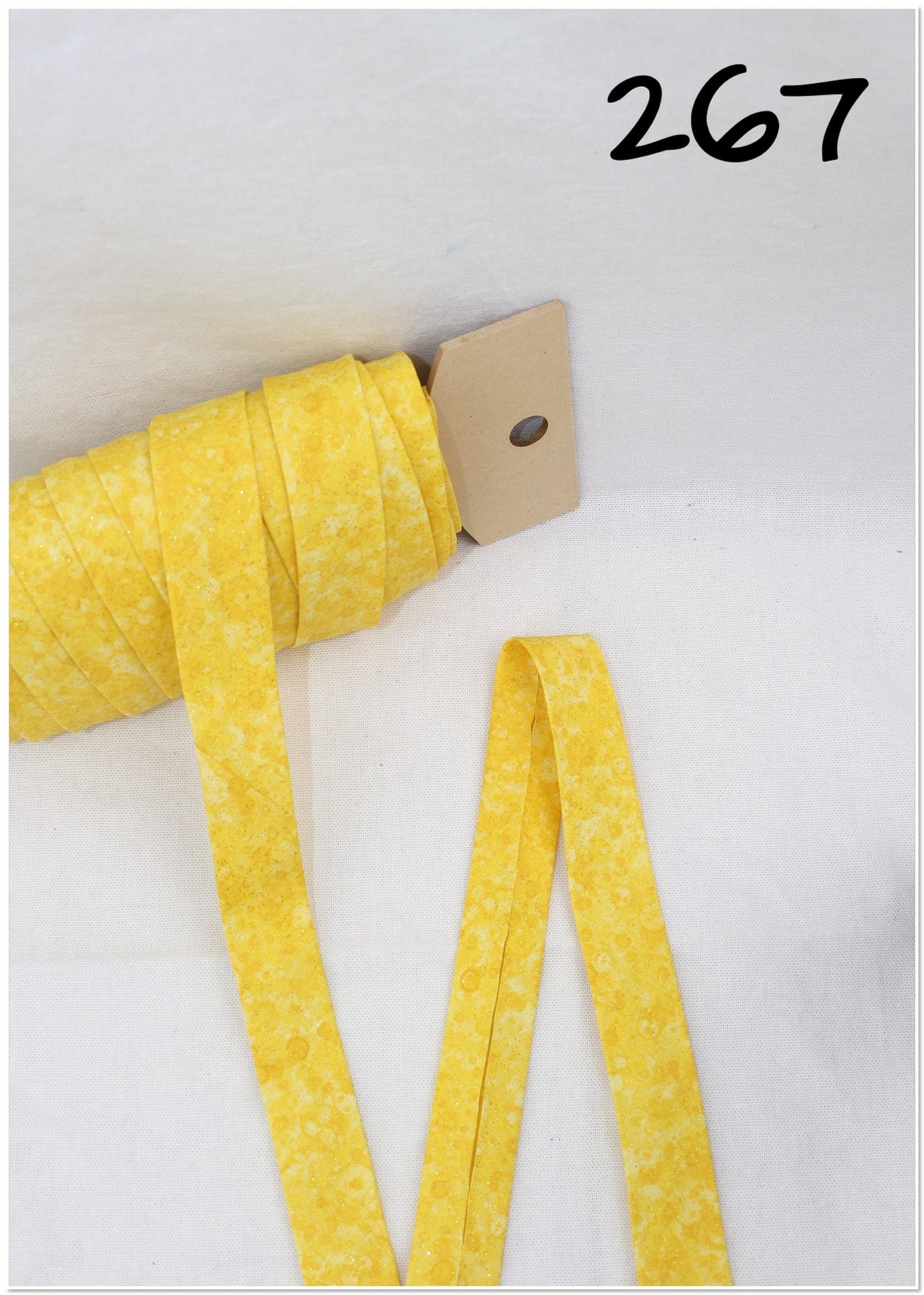 Bias Binding (Tape) 25mm, Cotton, Single Fold, yellow blender. Fusible iron on available.
