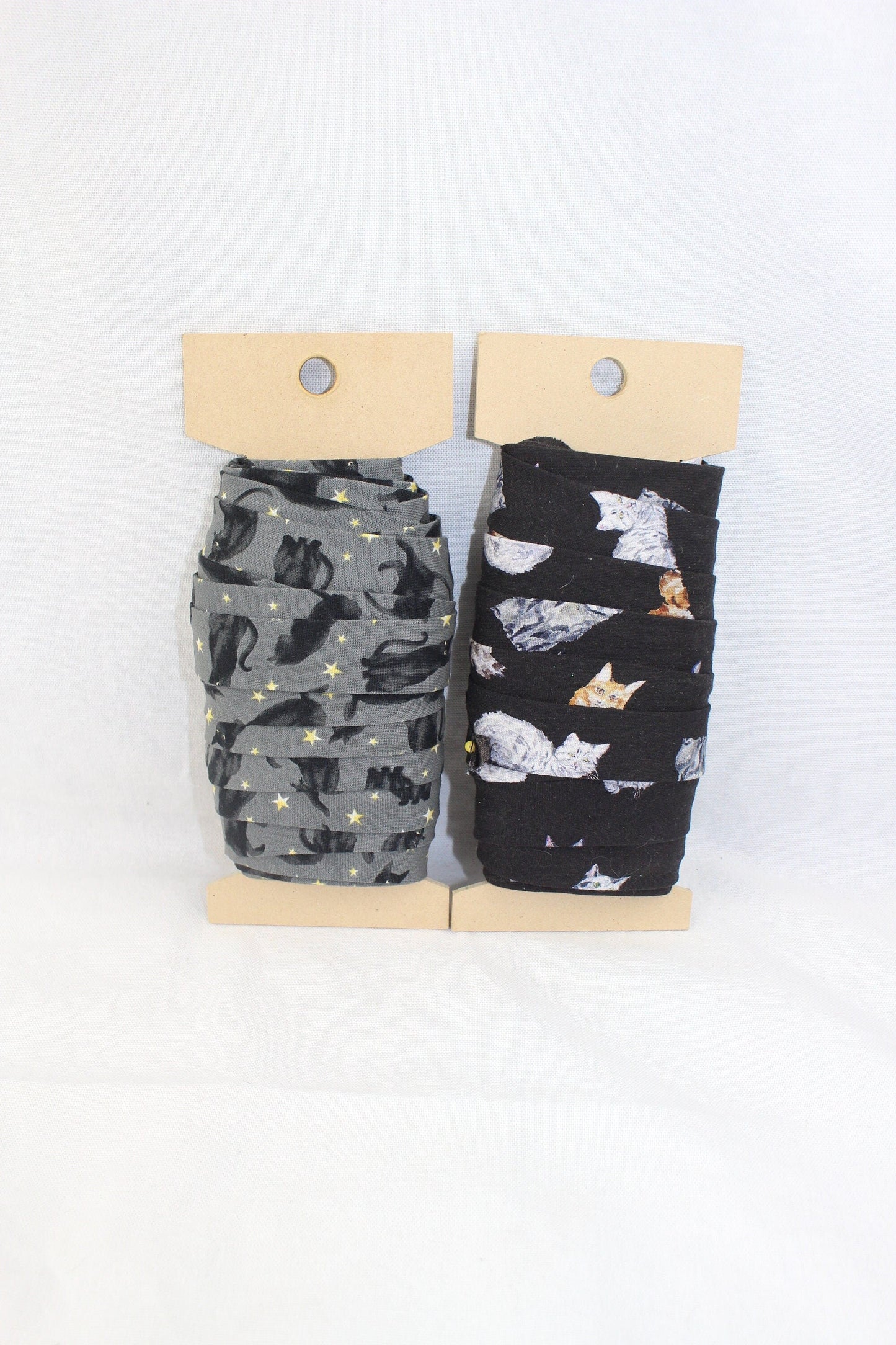 Bias Binding (Tape) 25mm, Cotton, Single Fold, cats, black cats. Fusible iron on available.