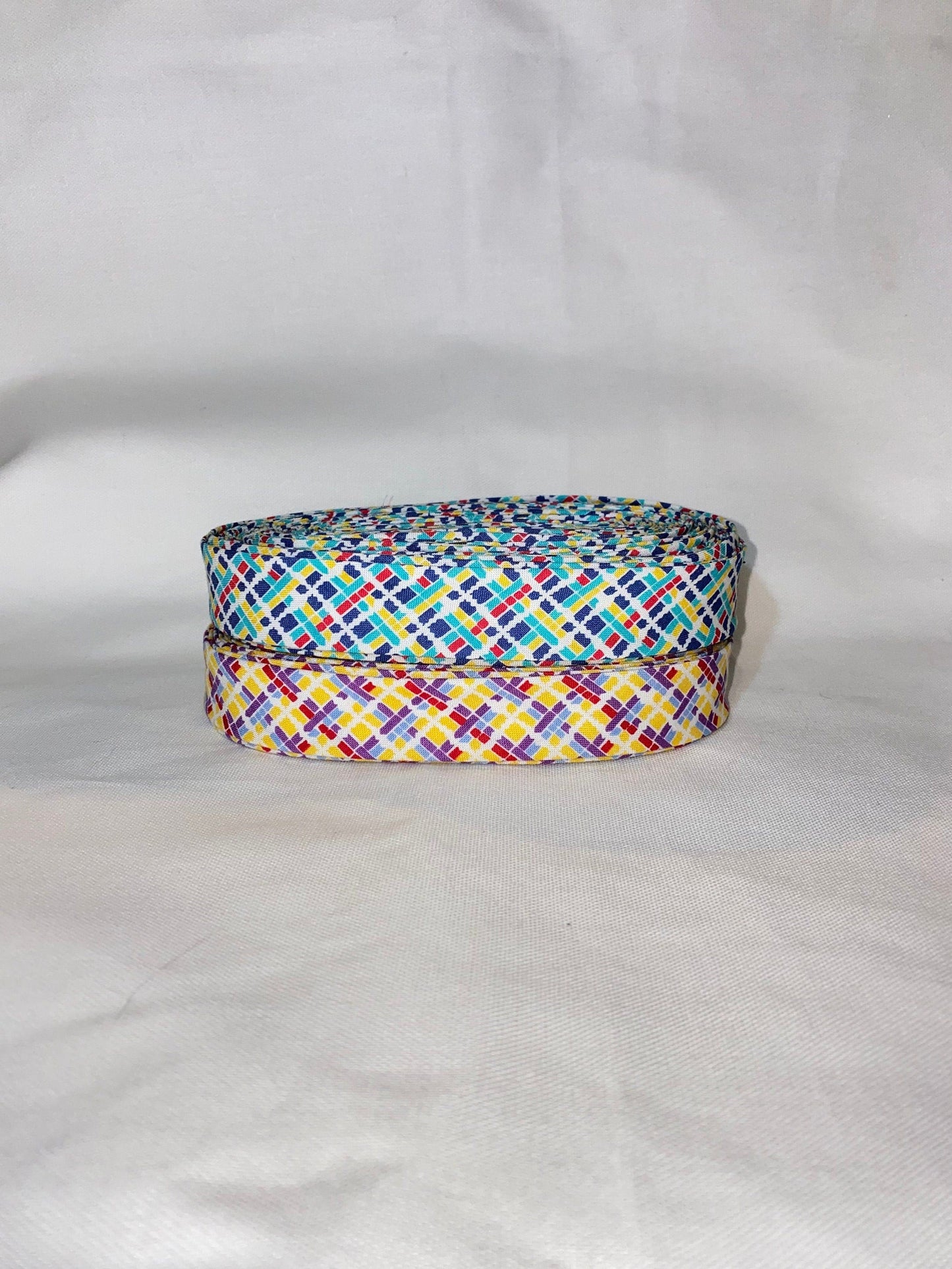 Bias Binding (Tape) 25mm, Cotton, Single Fold, blue, yellow Fusible iron on available.