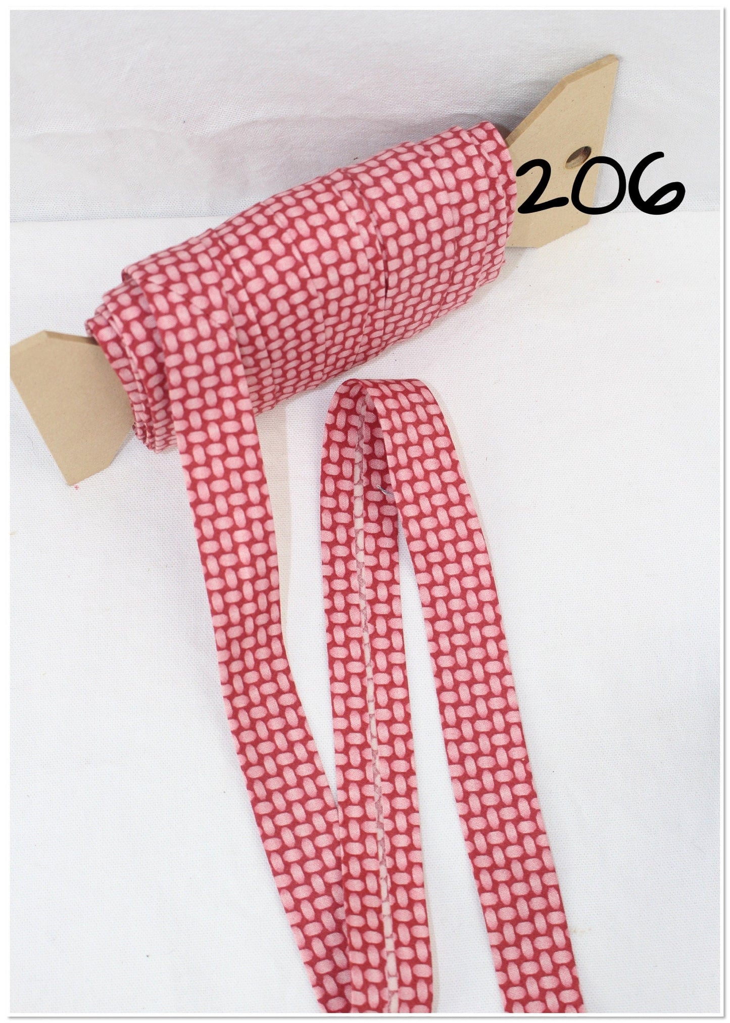 Bias Binding (Tape) 25mm, Cotton, Single Fold, pink ribbon, pink, patterned. Fusible iron on available.