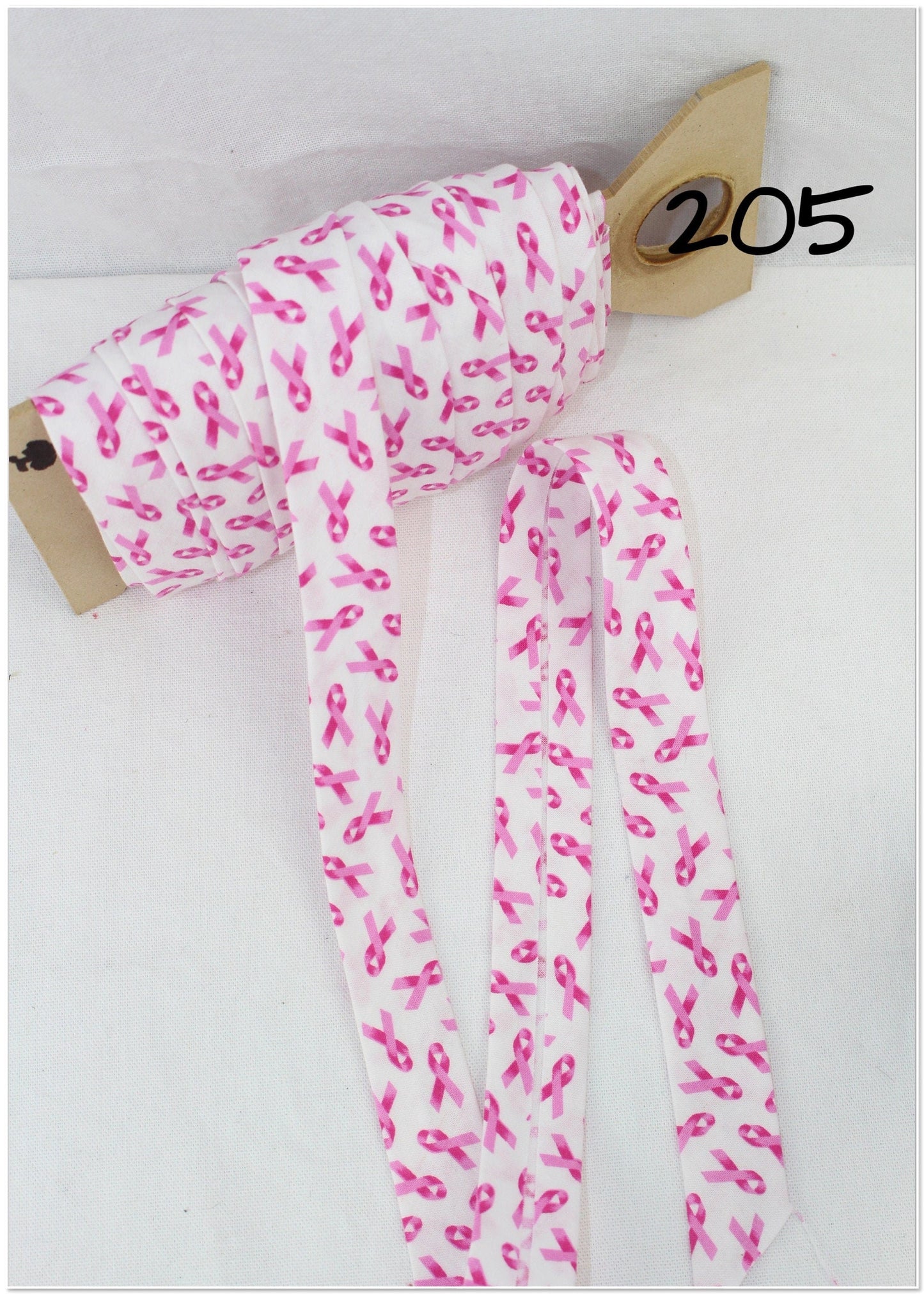 Bias Binding (Tape) 25mm, Cotton, Single Fold, pink ribbon, pink, patterned. Fusible iron on available.
