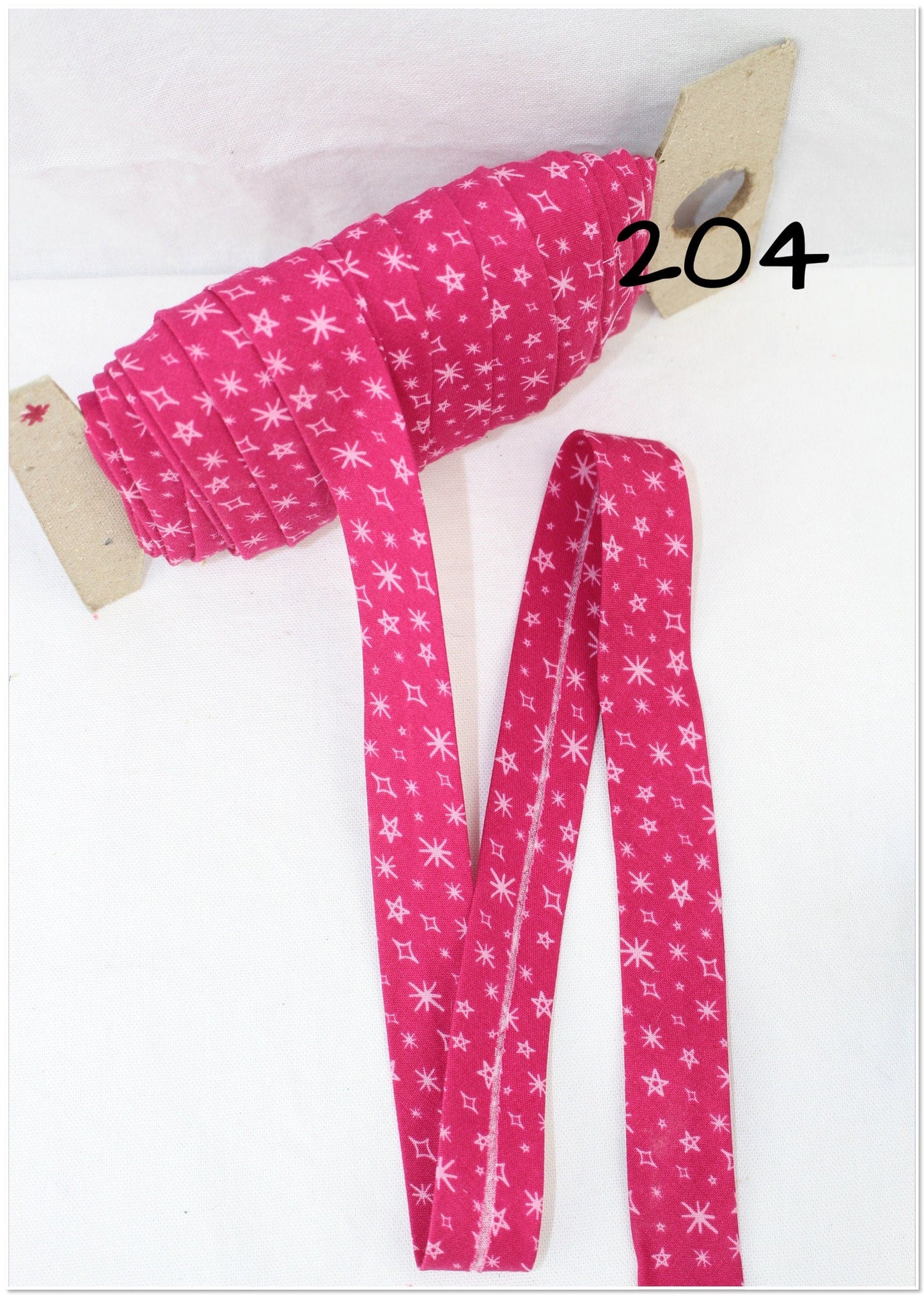 Bias Binding (Tape) 25mm, Cotton, Single Fold, pink ribbon, pink, patterned. Fusible iron on available.