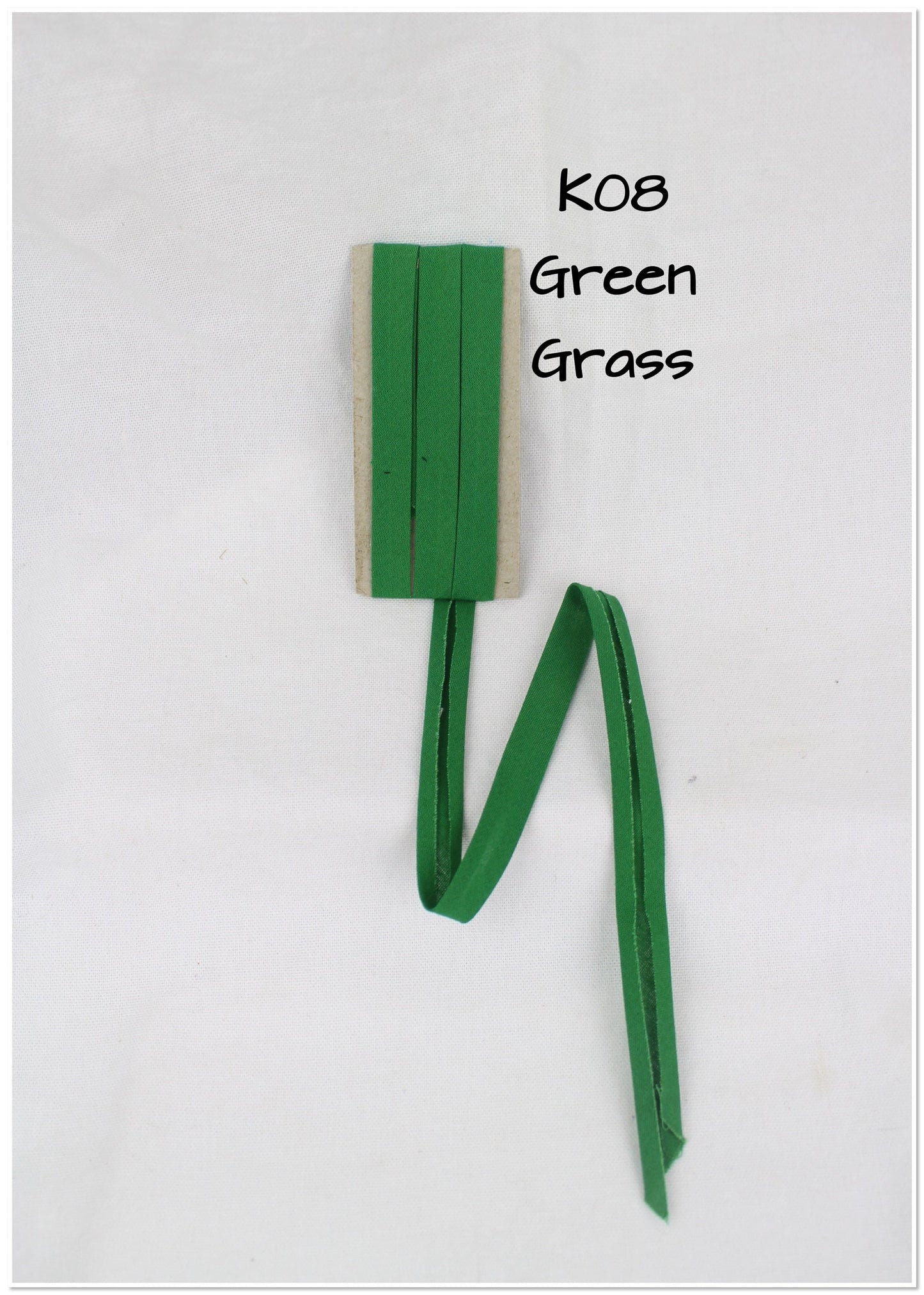 Bias Binding (tape) 12mm, single fold. pesto, hunter green, green grass, olive. Fusible iron on available. 100% Cotton