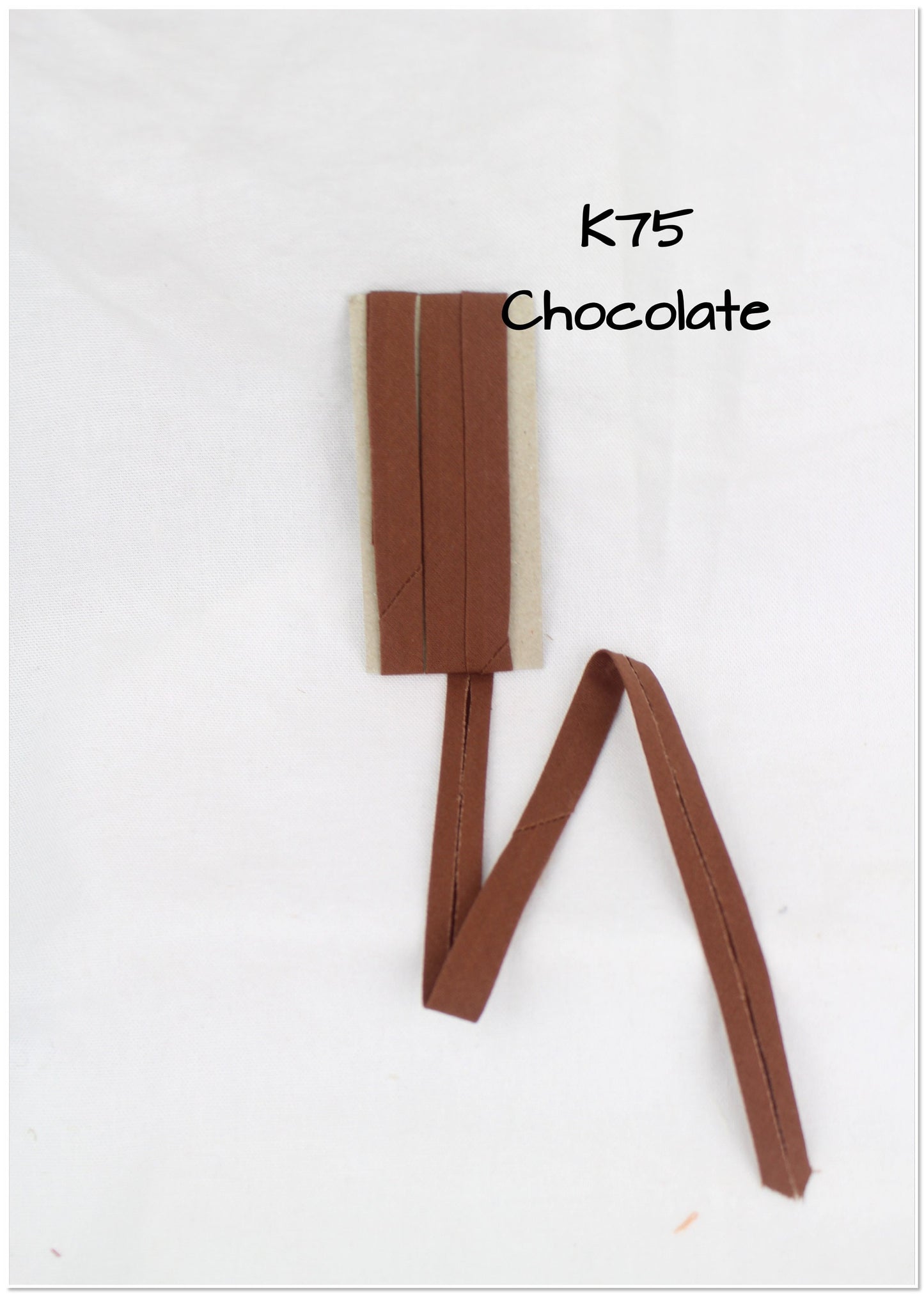 Bias Binding (tape) 12mm, single fold. chestnut, umber, chocolate, coffee bean. Fusible iron on available. 100% Cotton