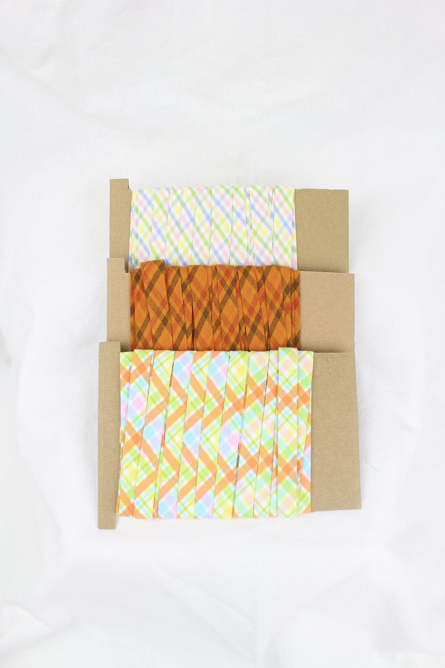Bias Binding (Tape) 12mm, Cotton, Single Fold, autumn, plaid. Fusible iron on available.