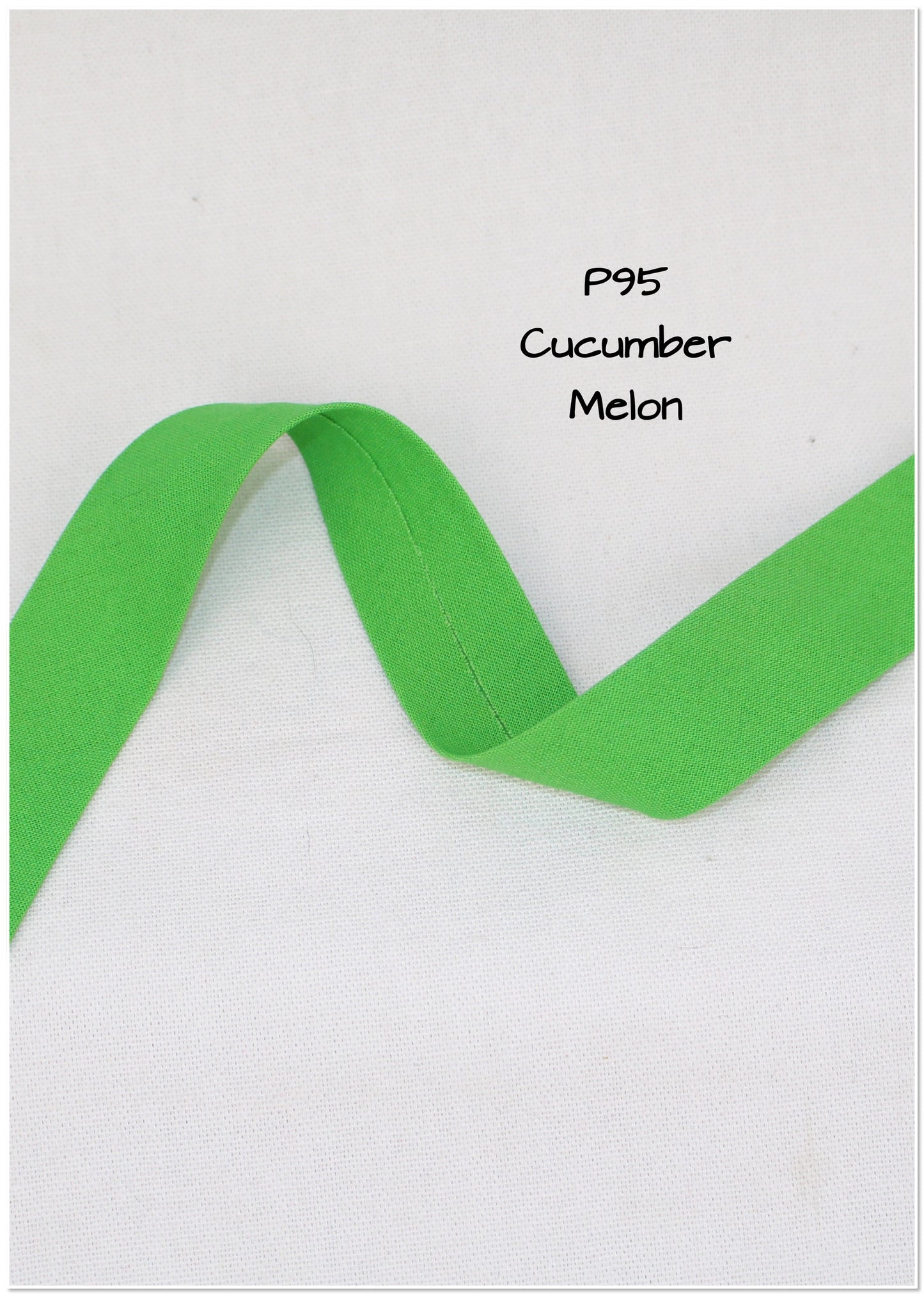 Bias Binding (tape) 25mm, single fold, tea green, apple, lime green, spearmint. Fusible iron on available. 100% cotton