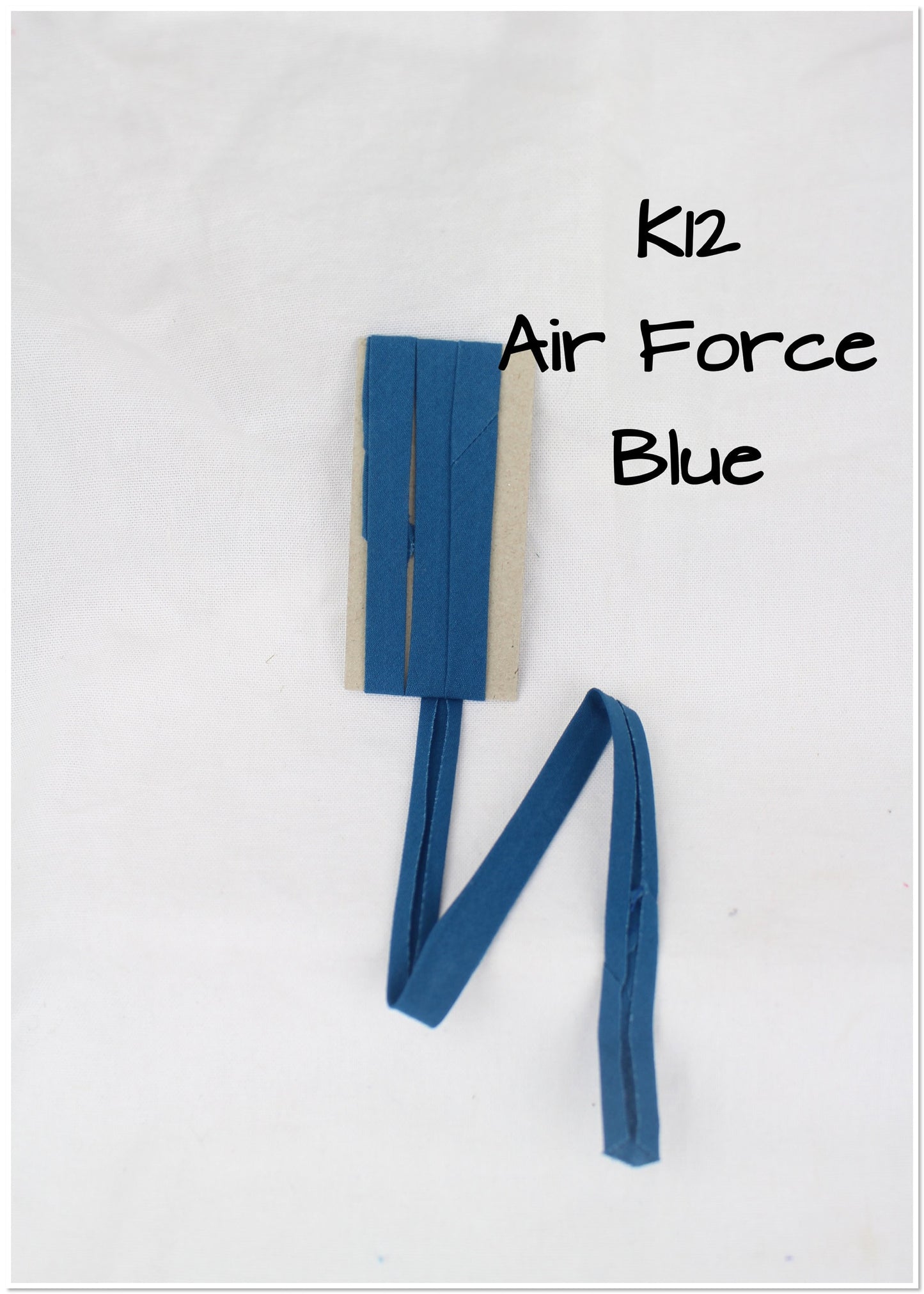 Bias Binding (tape) 12mm, single fold. Denim, slate, pampadour, Air Force blue. Fusible iron on available. 100% Cotton