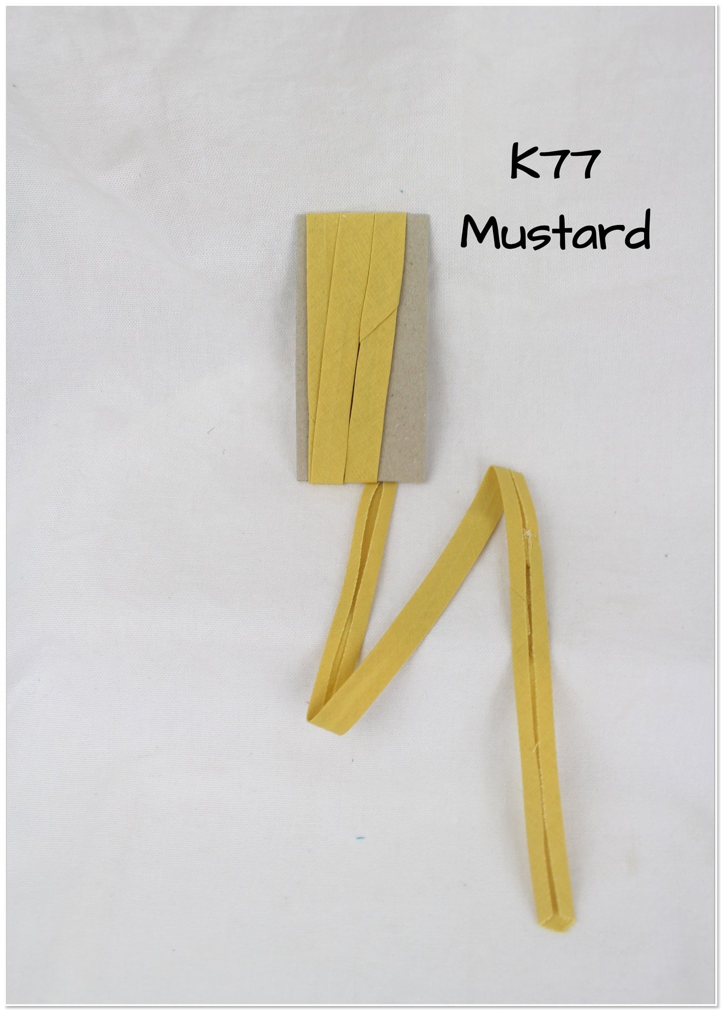 Bias Binding (tape) 12mm, single fold. mustard, aussie gold, lemon chrome. Fusible iron on.