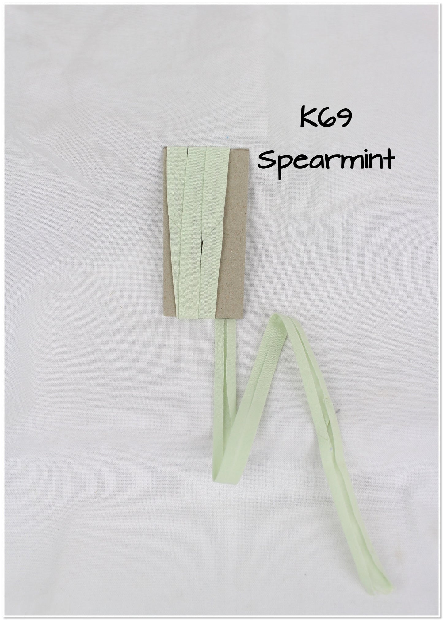 Bias Binding (tape) 12mm, single fold, tea green, apple, lime green, spearmint. Fusible iron on available. 100% cotton