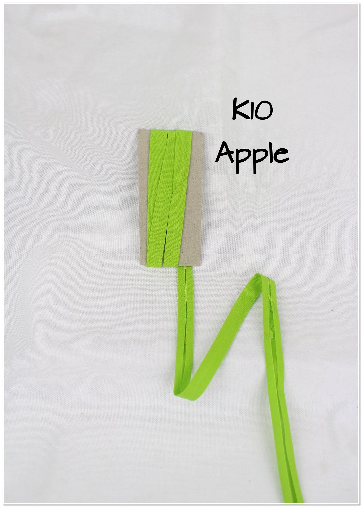 Bias Binding (tape) 12mm, single fold, tea green, apple, lime green, spearmint. Fusible iron on available. 100% cotton