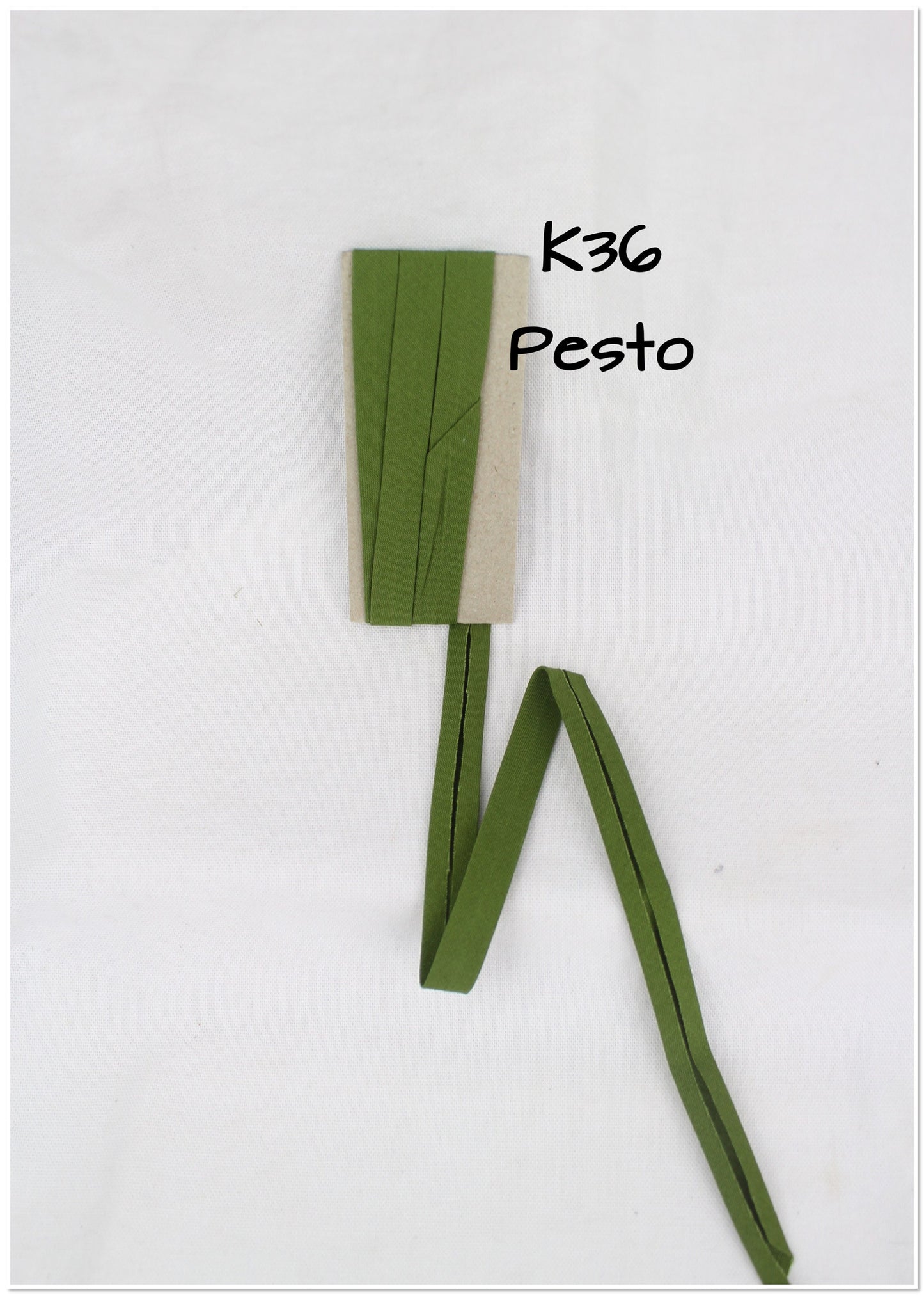 Bias Binding (tape) 12mm, single fold. pesto, hunter green, green grass, olive. Fusible iron on available. 100% Cotton