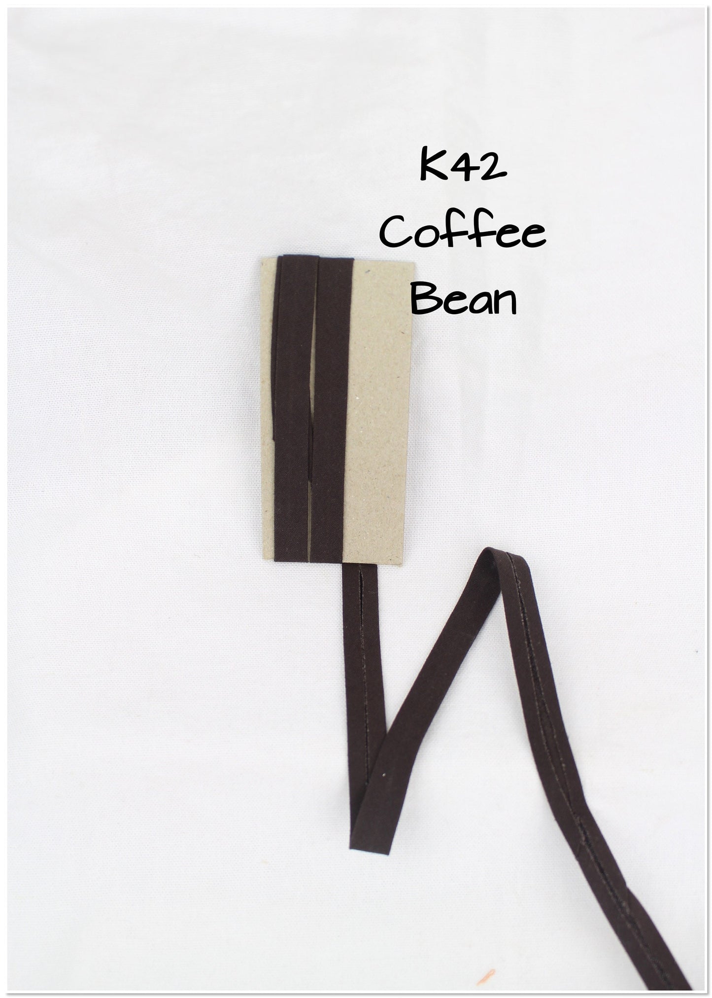 Bias Binding (tape) 12mm, single fold. chestnut, umber, chocolate, coffee bean. Fusible iron on available. 100% Cotton