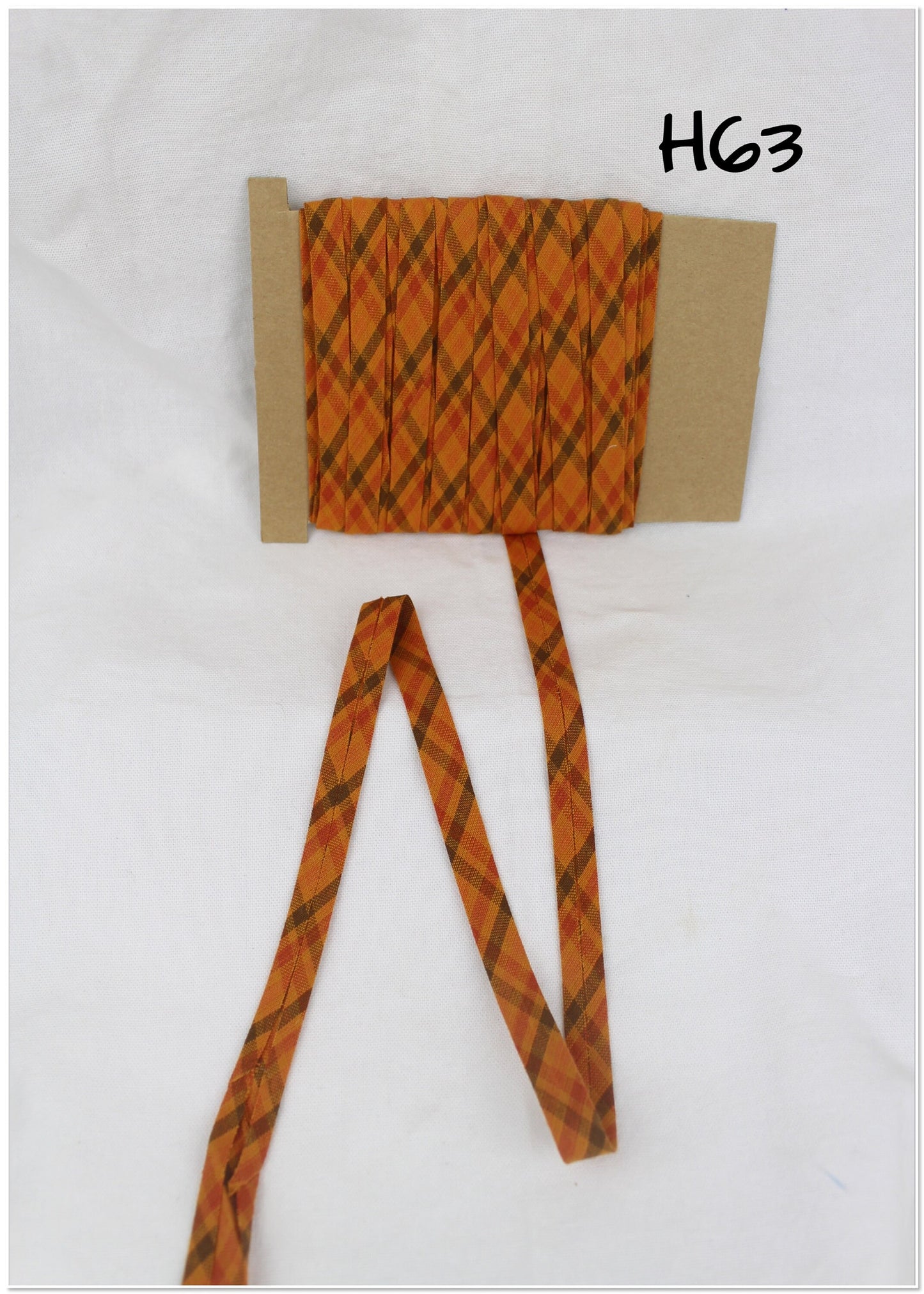 Bias Binding (Tape) 12mm, Cotton, Single Fold, autumn, plaid. Fusible iron on available.