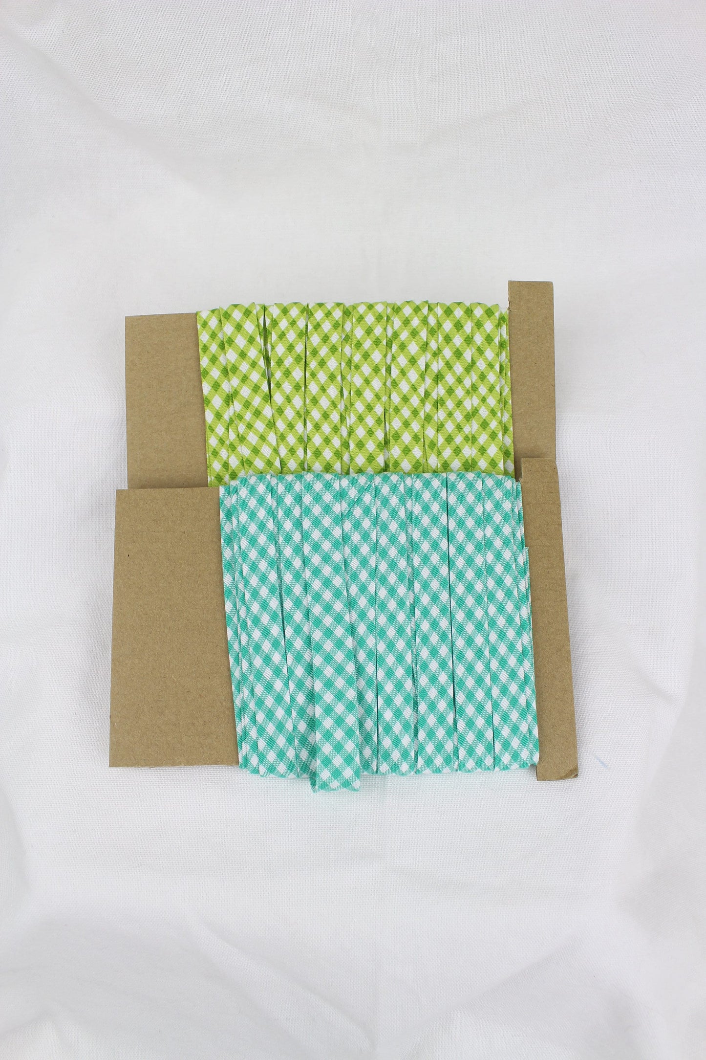 Bias Binding (Tape) 12mm, Cotton, Single Fold, gingham. Fusible iron on available.