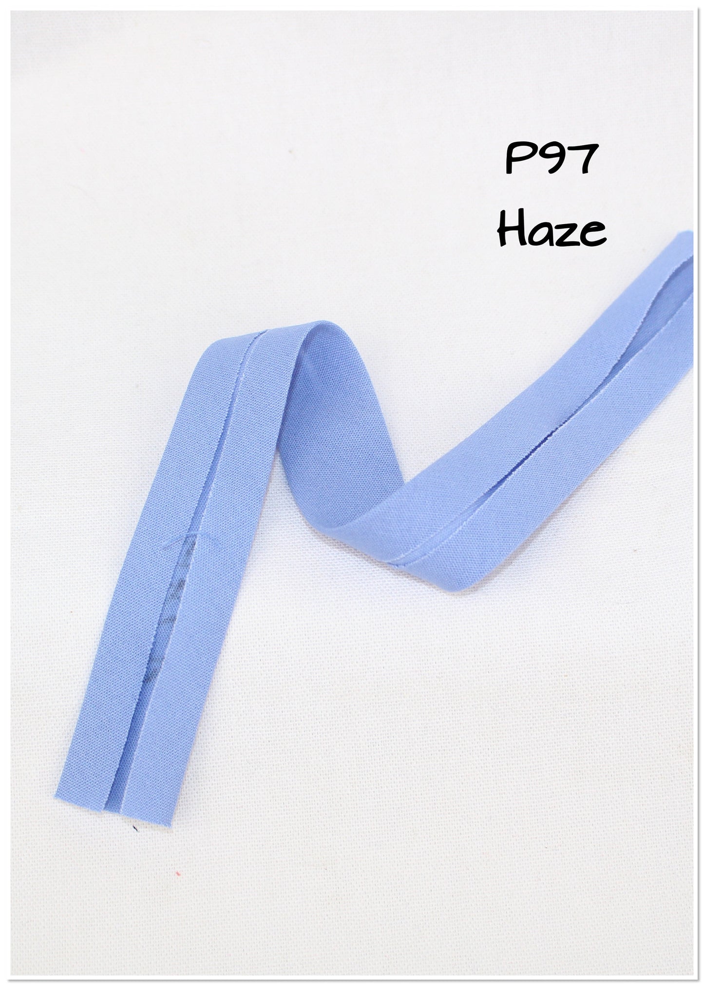 Bias Binding (tape) 25mm, single fold. jacaranda, haze, pompadour. Fusible iron on available. 100% Cotton